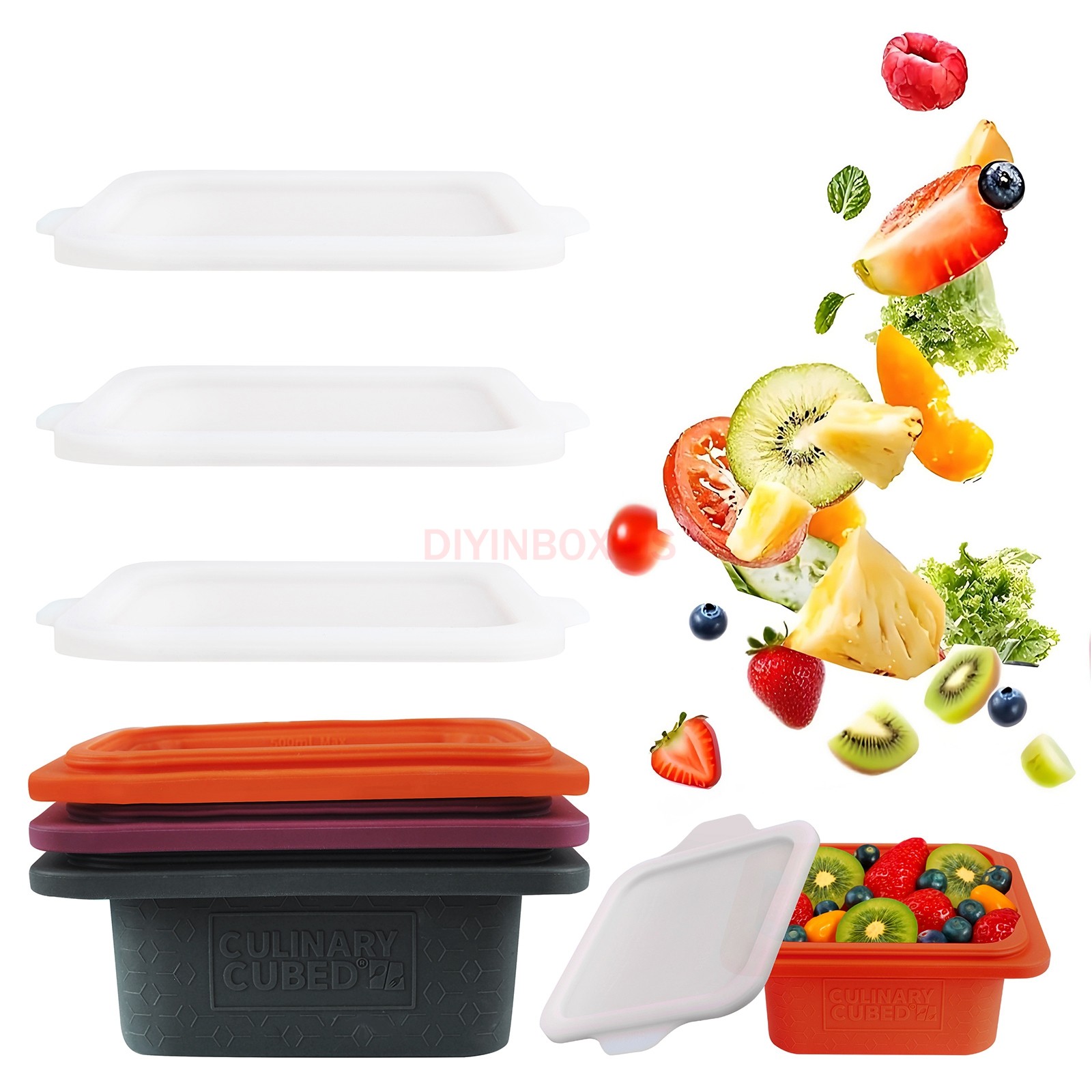 Food Storage Silicone Boxes Meal Container BPA Free Microwavable Dishwasher Safe