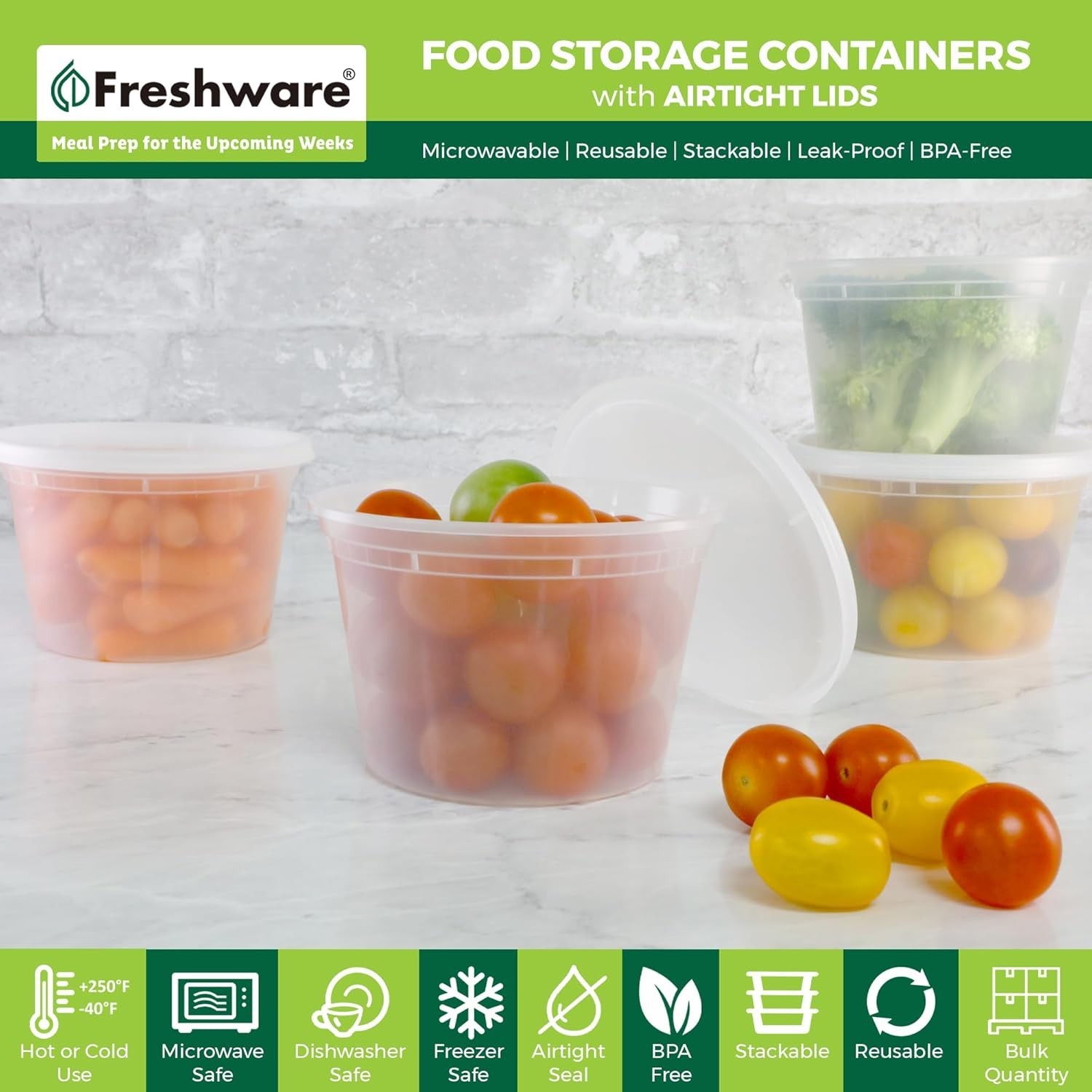 Food Storage Containers [50 Set] 16 oz Plastic Deli Containers with Lids, Sli…