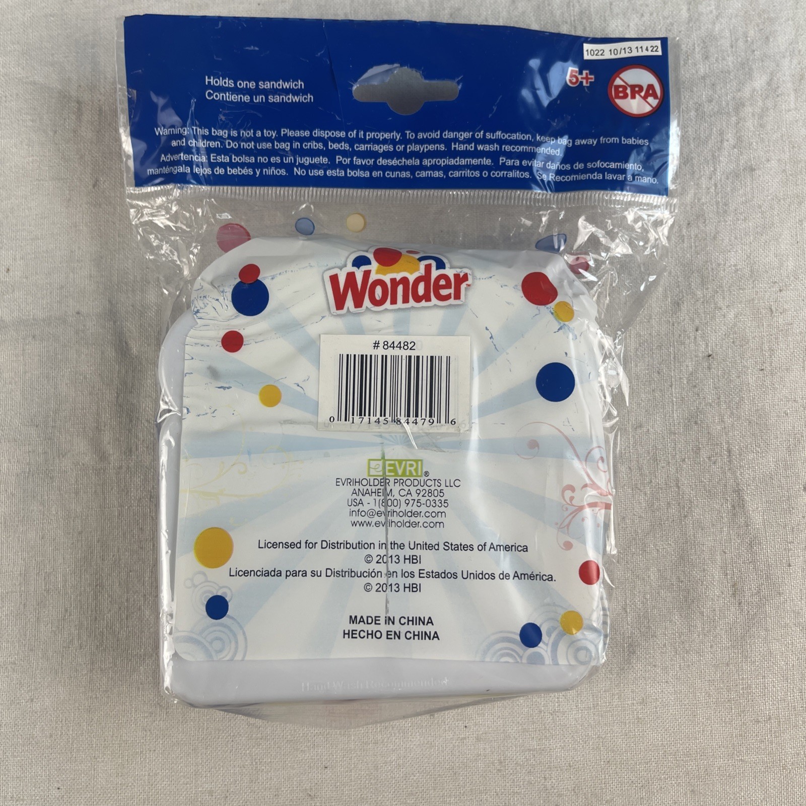 WONDER BREAD SANDWICH PACKER CONTAINER, NEW, SEALED BLUE