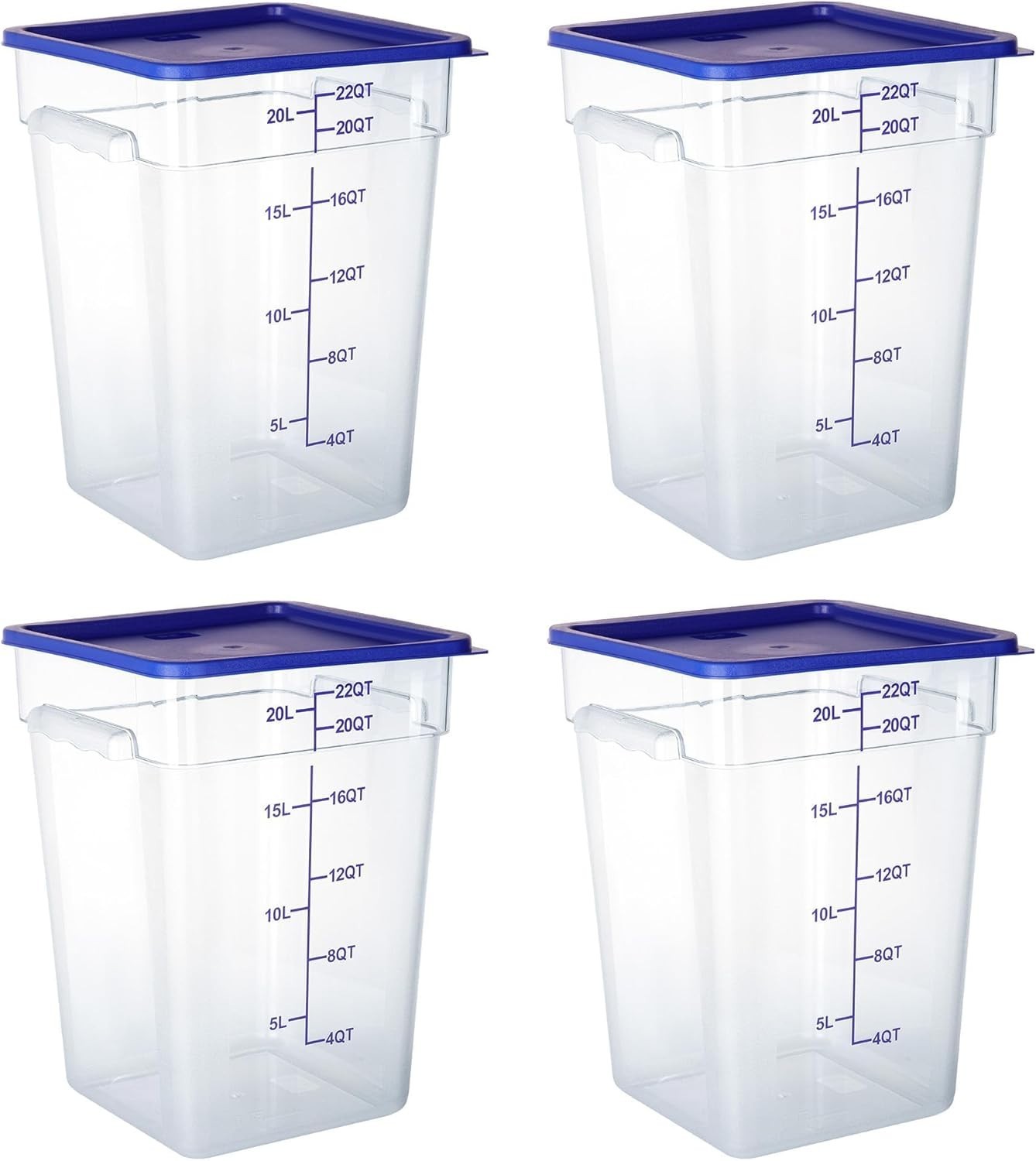 4 Pack 22 Qt Square Polycarbonate Food Storage Containers with BPA-free PC with