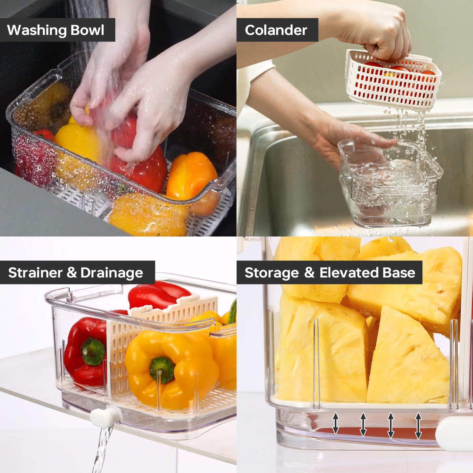 Felli Duo Fresh Produce Saver for Fridge, Fruit Vegetable Container with Vent…