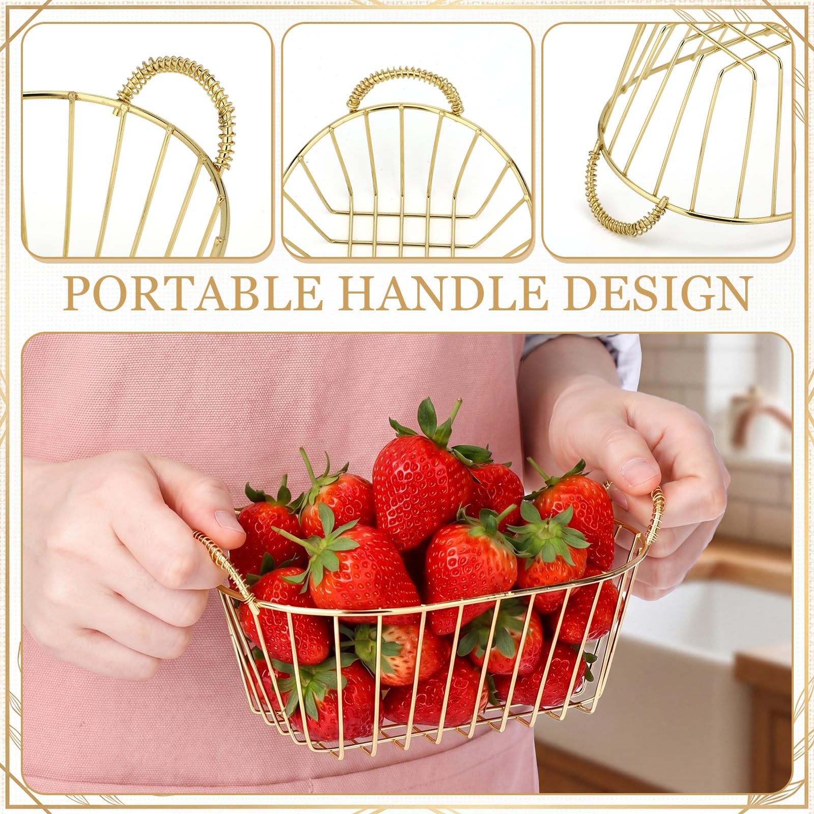 Acellegic Gold 24 Pack Wire Basket Set 7.3 x 4.6 x 3.4” Inch Reusable Oval M…
