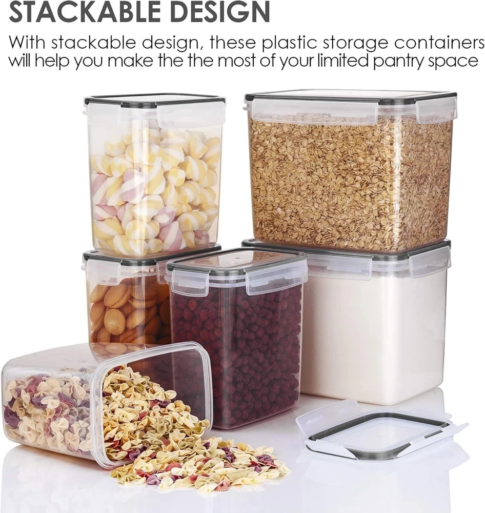 Airtight Food Storage Containers 6 Pieces Kitchen Pantry BPA Free Leakproof