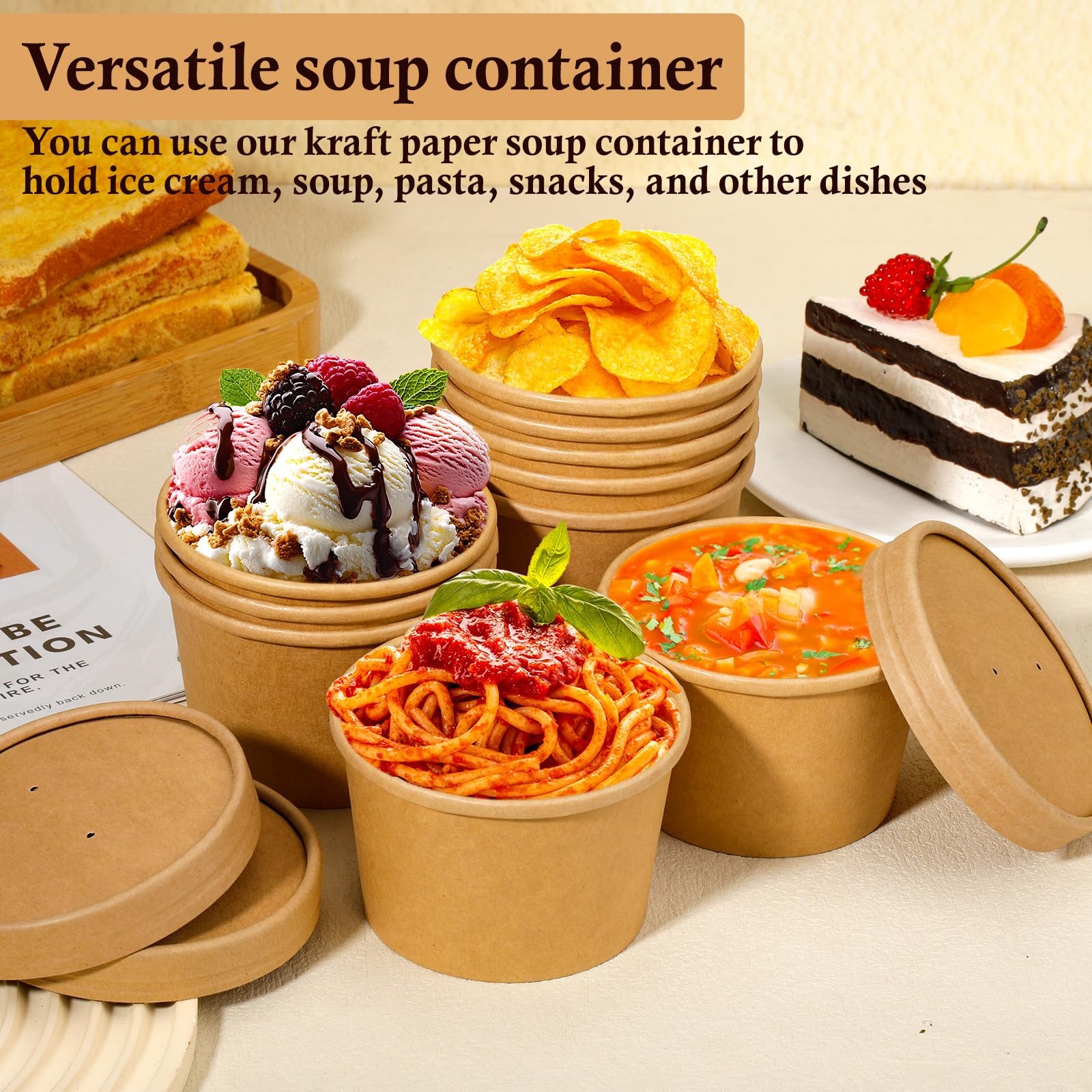 BALDCC 50 Pack 8 oz Soup Containers with Lids, Disposable Soup Cups with Lids…