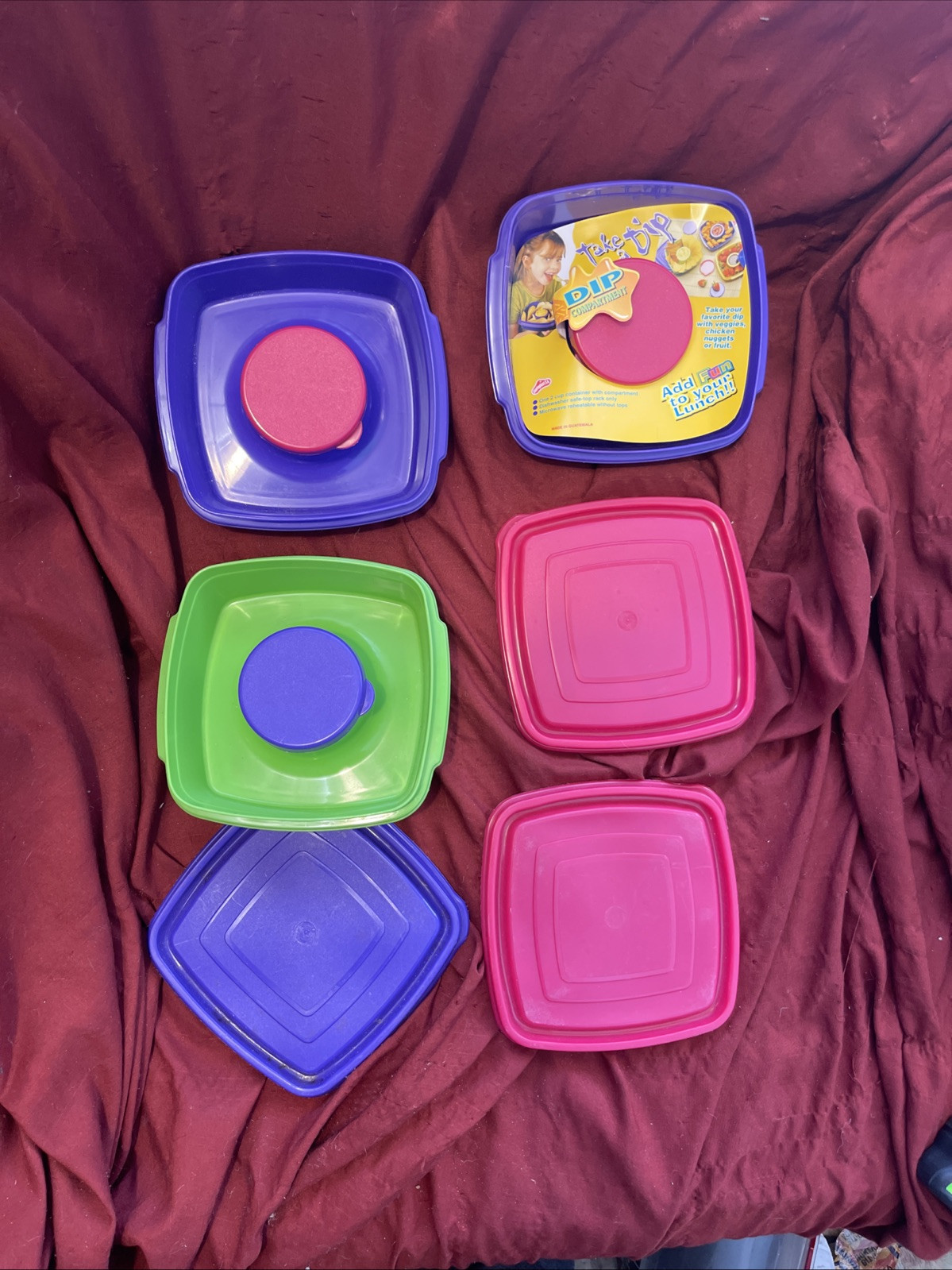 Take A Dip Food Storage Lunch Snack Container 2oz Dip Section 3 pieces New