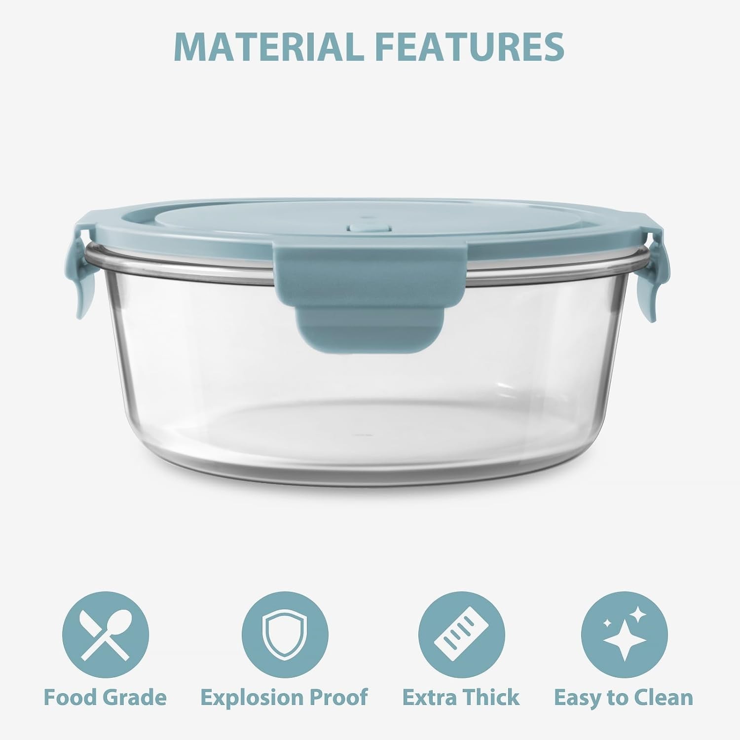 Airtight Glass Meal Prep Containers – 30oz, Microwave, and Freezer Safe – 4 Pack