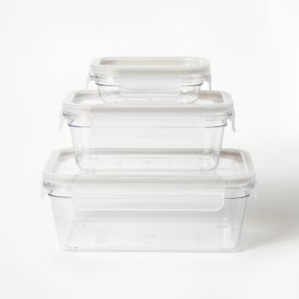 6pc (set of 3) Tritan Plastic Rectangle Food Storage Container Set Clear