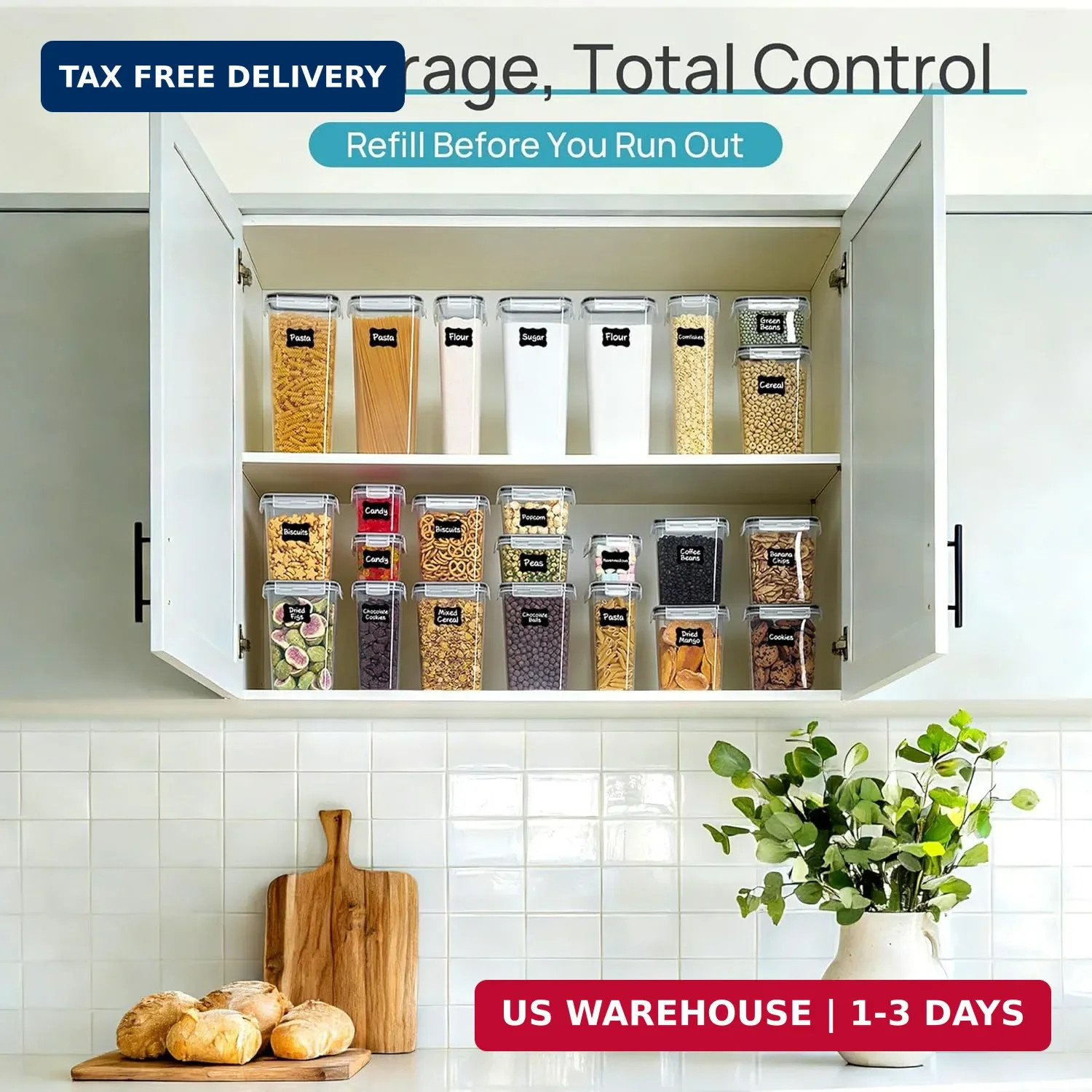 Airtight Food Storage Containers with Lids, Vtopmart 24 pcs Plastic Kitchen and