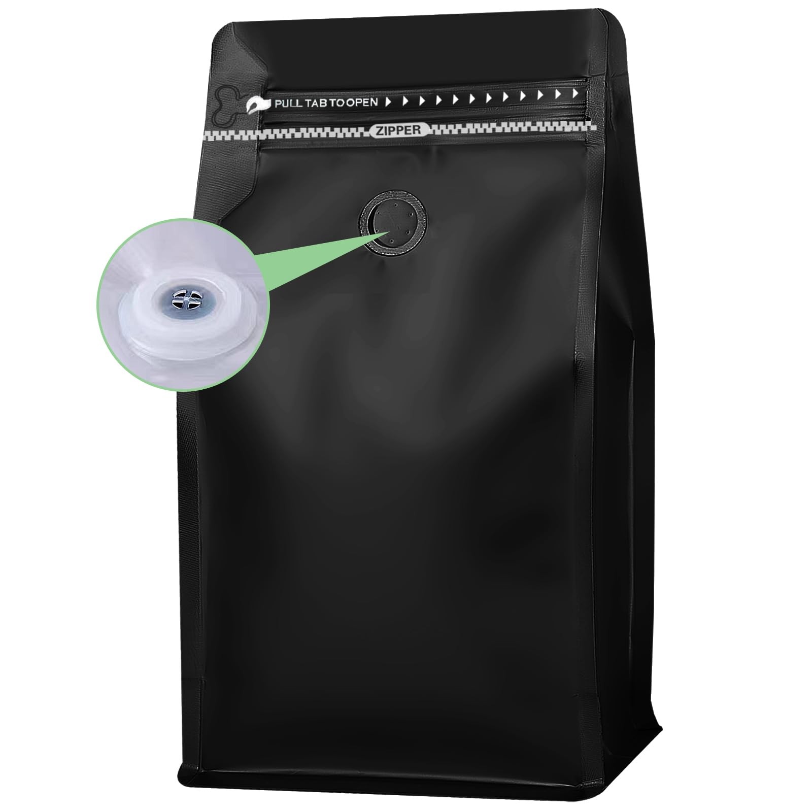 Coffee Bags with Valve(100pcs,12 oz) balck High Barrier Aluminumed Foil Flat …