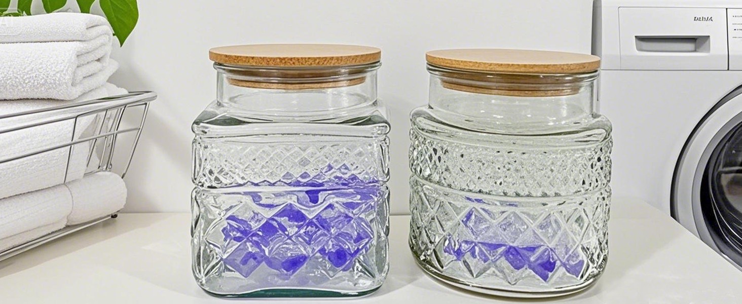 60 OZ Vintage Glass Jar with Lid Wood Spoon Set of 2 Decorative Glass Storage