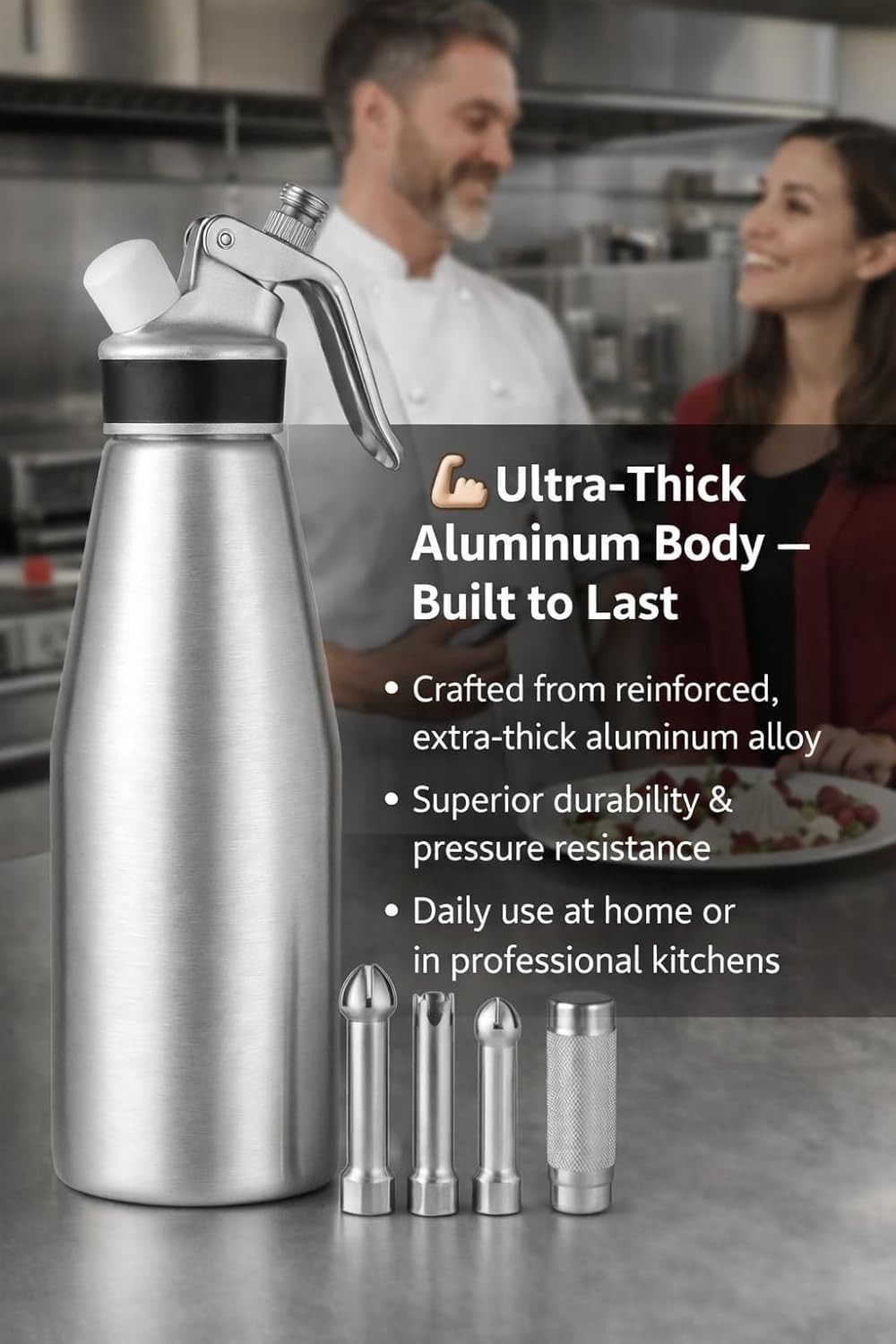 Whipped Cream Dispenser–Double Wall Insulated Aluminum Water Bottle with Stai…