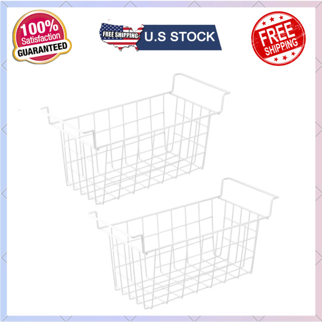 2 Pack 17.5″ Freezer Organizer Bins, Metal Wire Storage Baskets for Chest Freeze