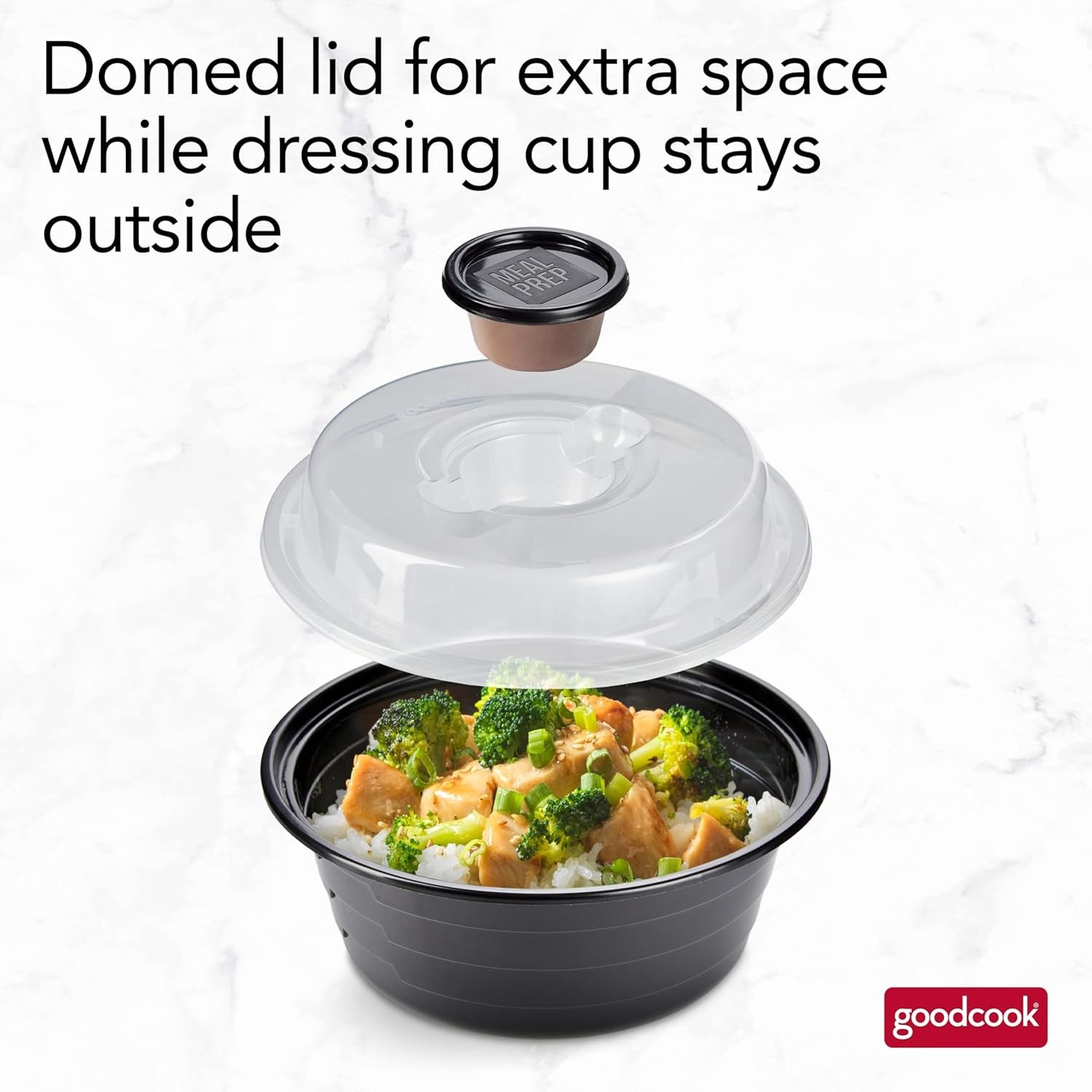 GoodCook 4-Cup Meal Prep Bowls Set with Lids and Dressing Cup, Microwavable Food