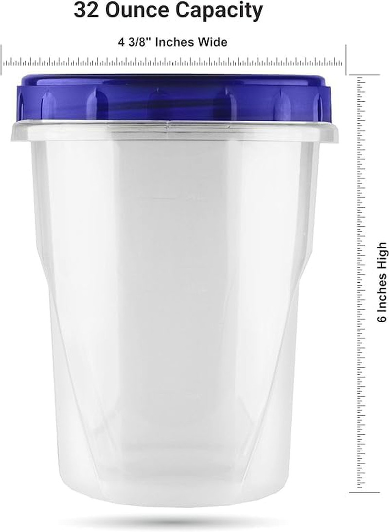 32 Oz – 8 Pack Twist Top Deli Containers Screw and Seal Lids, Stackable Reusabl