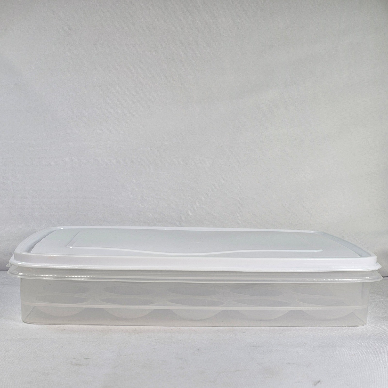 Vintage Rubbermaid Egg Carrier Storage Container with Lid 20 Slot Clear White