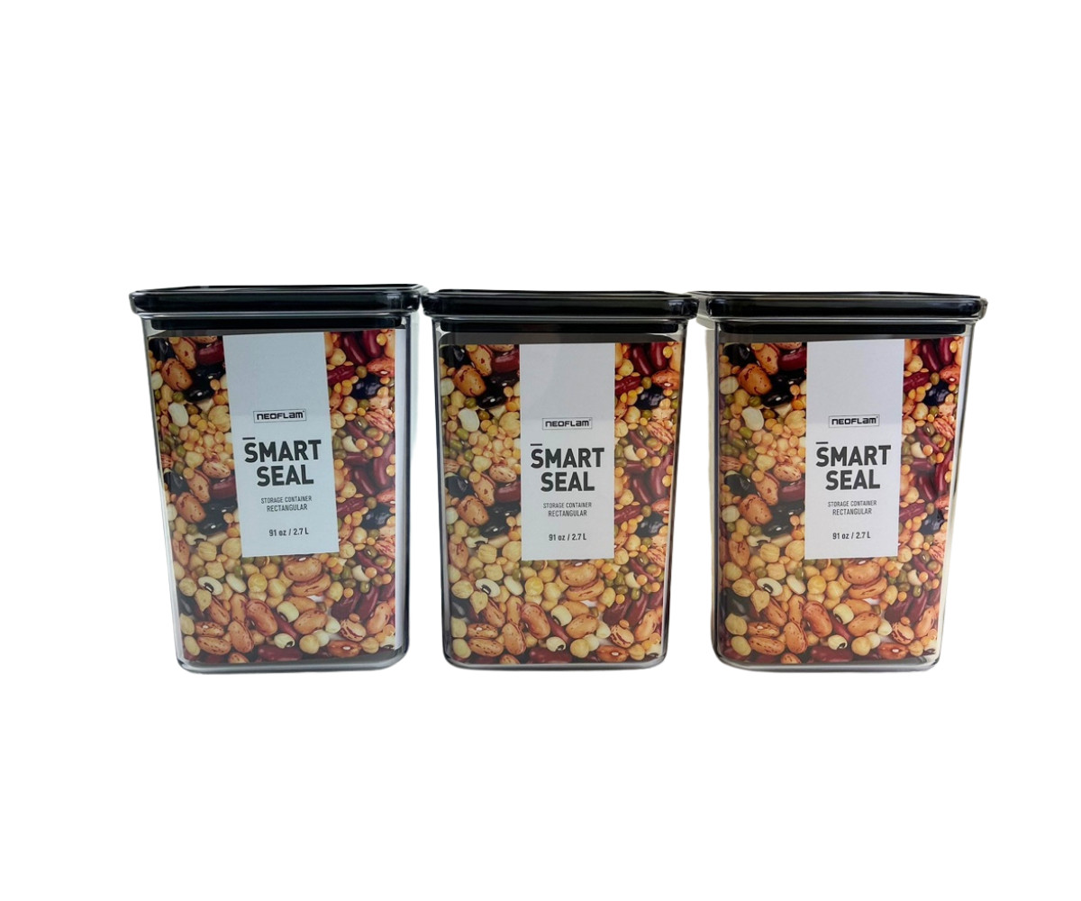 (Set of 3) Neoflam Airtight Rectangular Smart Seal Food Storage Containers