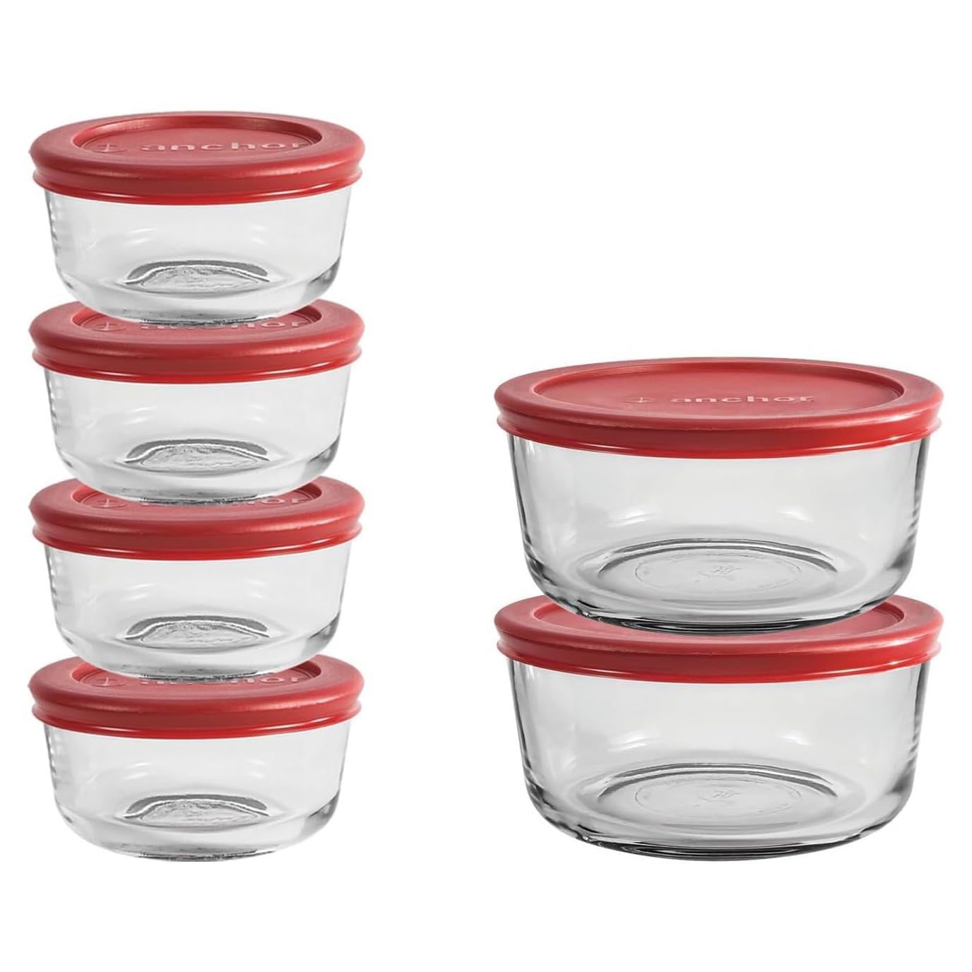 Anchor Hocking 12 Piece Glass Storage Containers with Lids 12 Set, Red