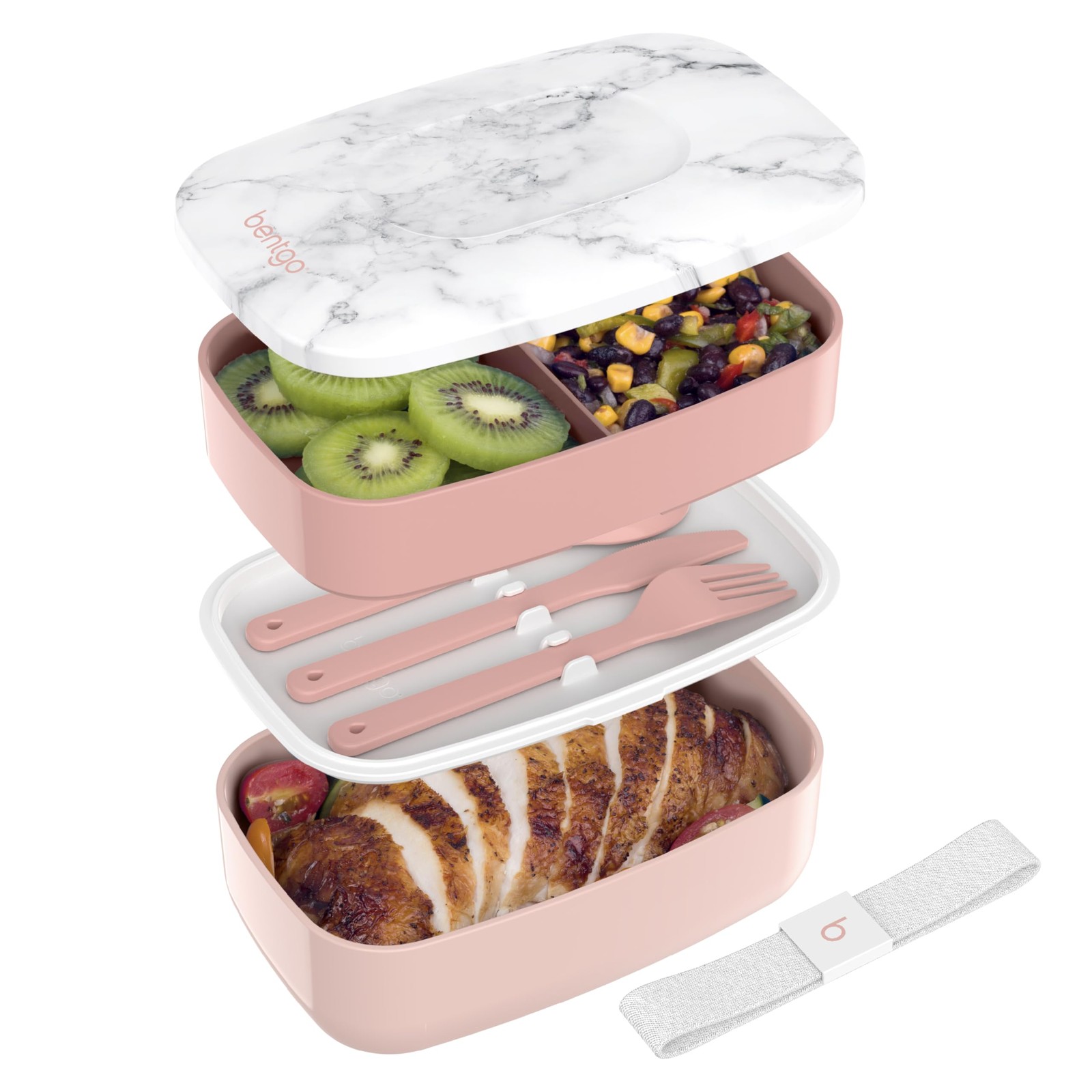 Bentgo Classic – Adult Bento Box, Stackable 7 inches x 4 inches, Blush Marble