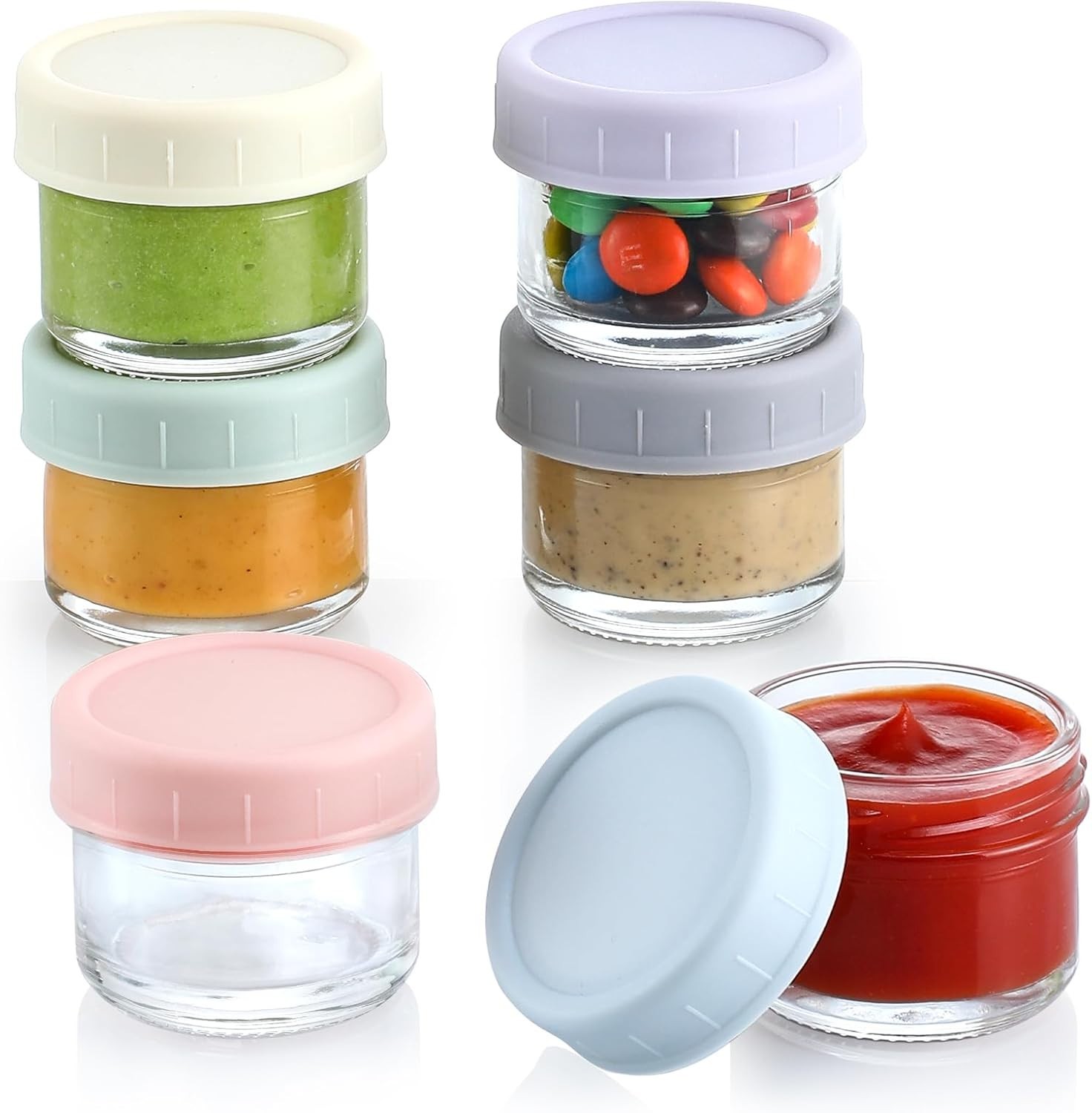 6 Pack] Salad Dressing Container To Go, 1.7 oz Glass Small Condiment Containe…