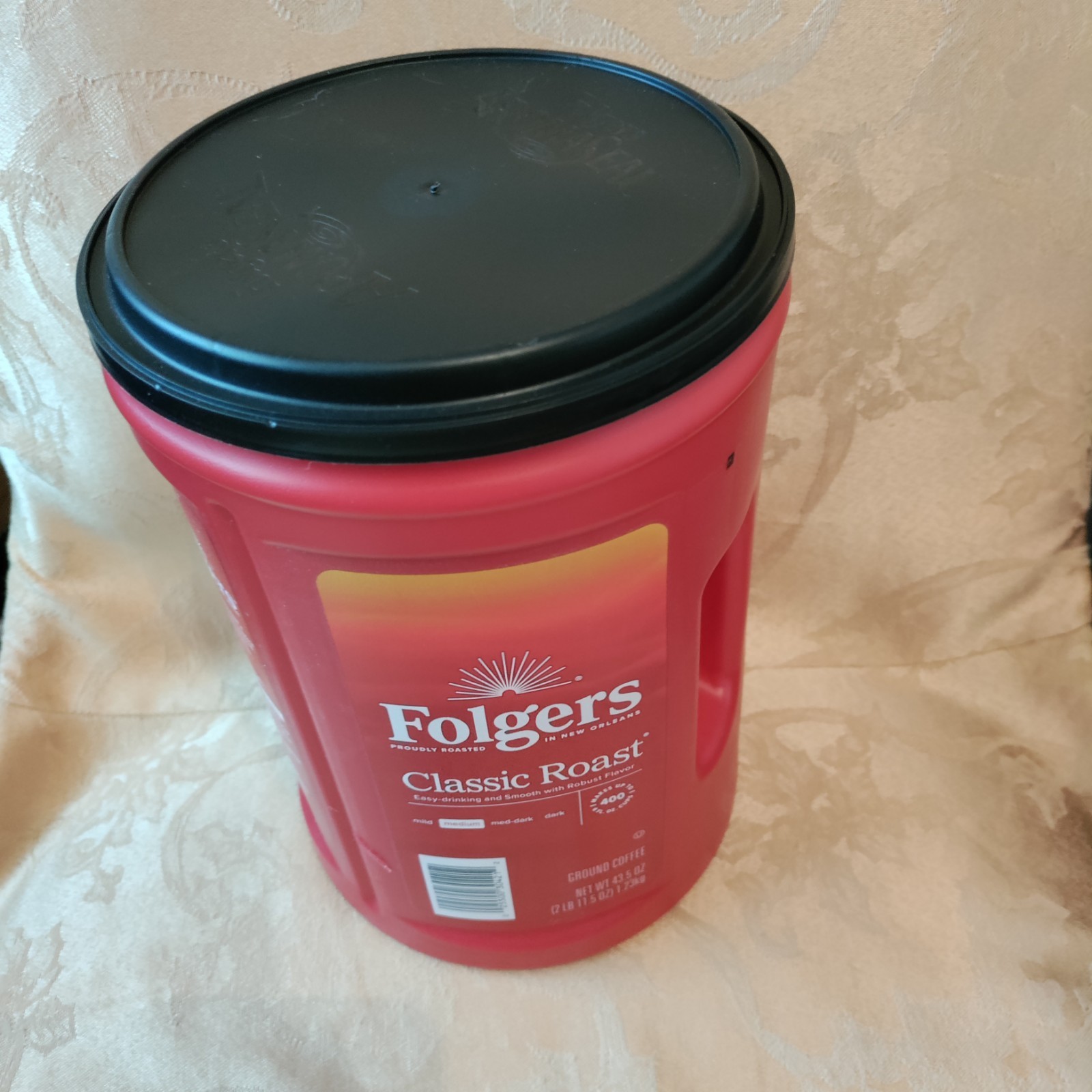 43.5 oz Empty RED Folgers Plastic Coffee Container Kitchen Multipurpose Storage