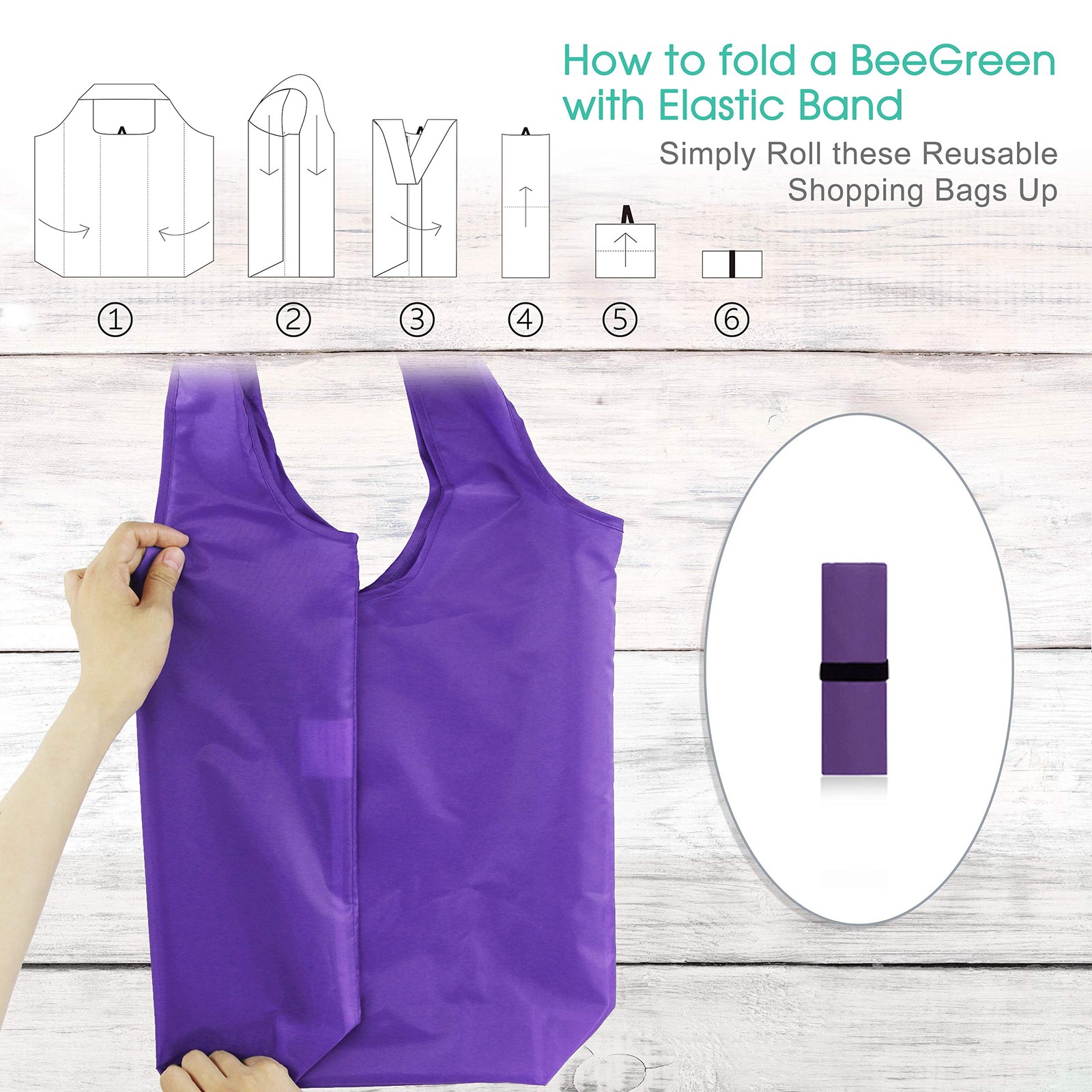 BeeGreen 20-Pack Reusable Grocery Shopping Bags w/ Pouch – 50lb Capacity Washabl