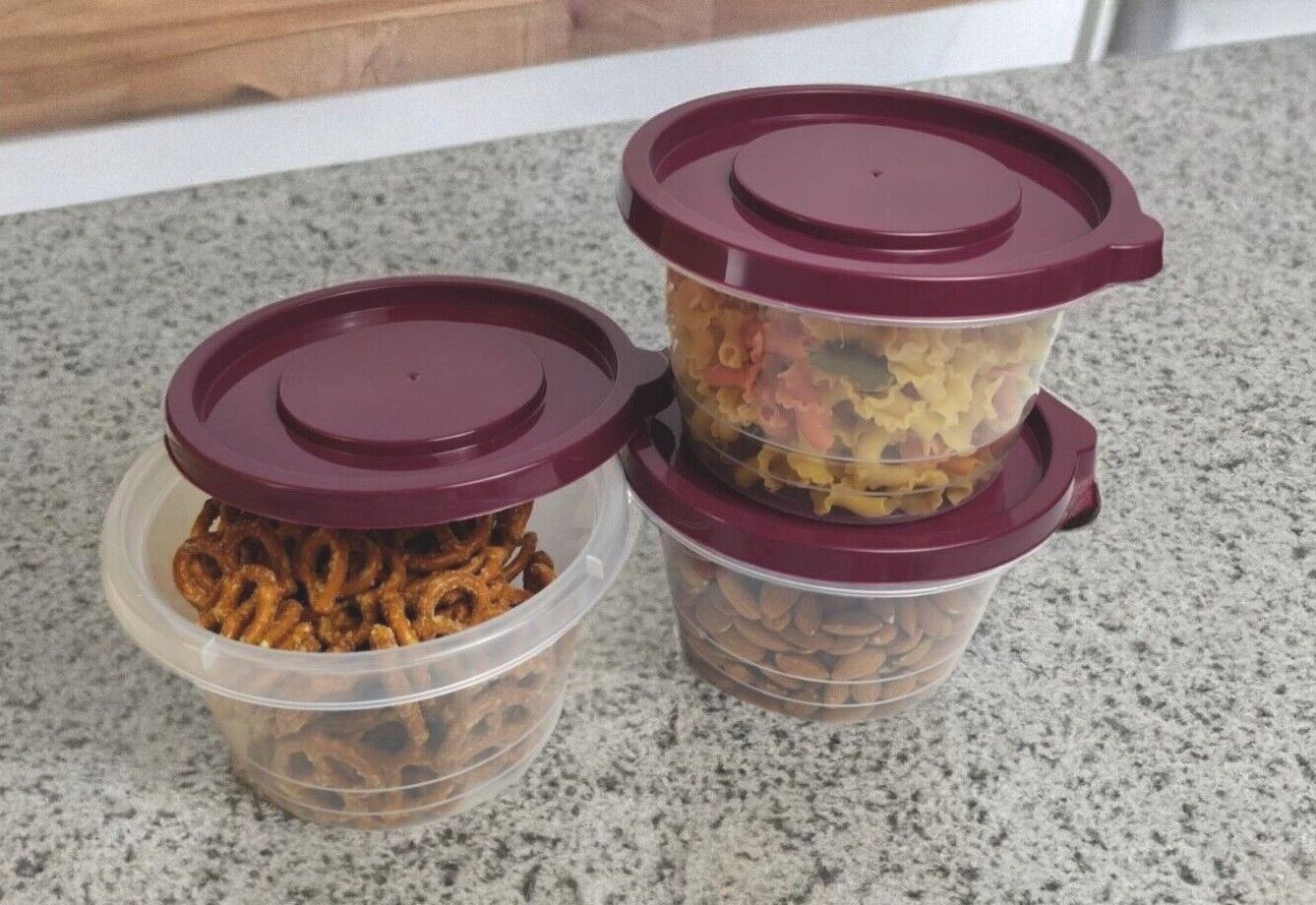 Kitchen Plastic Food Containers with Lid Leak Proof & Freezer Safe, 3 Pcs Set