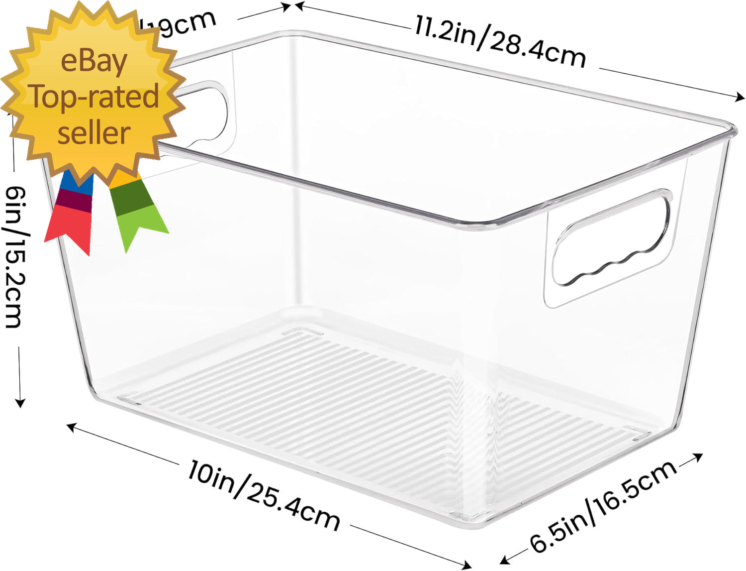6 Pack Clear Pantry Organizer Bins Plastic Containers with Handle for Kitchen