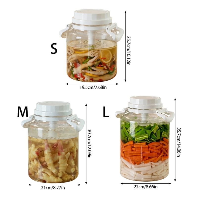 Transparent Pickle Jar With Detachable Press And Handle Fermentation Container