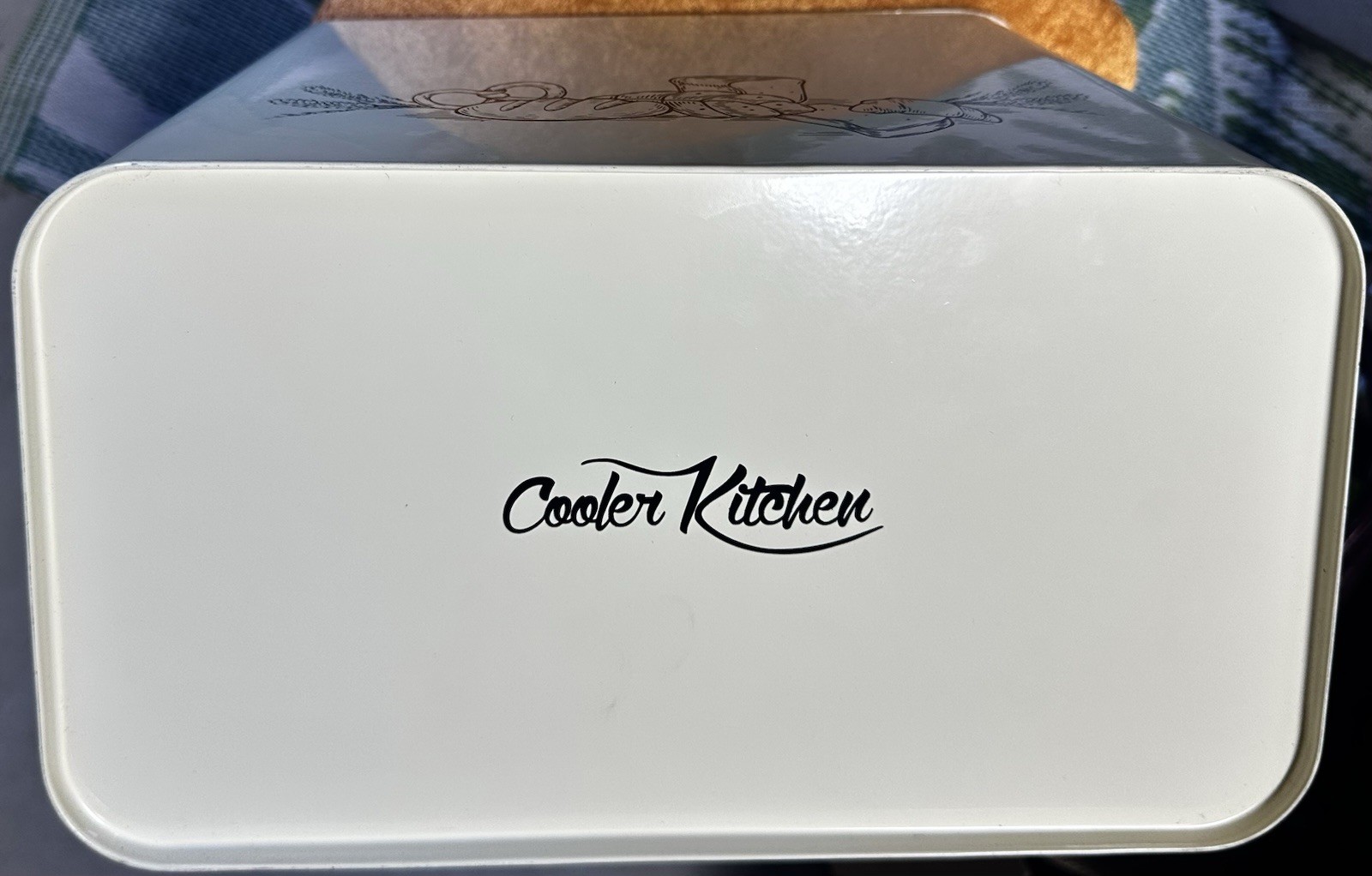 Cooler Kitchen Vertical Bread Box Bamboo Cutting Board Lid Cream Metal