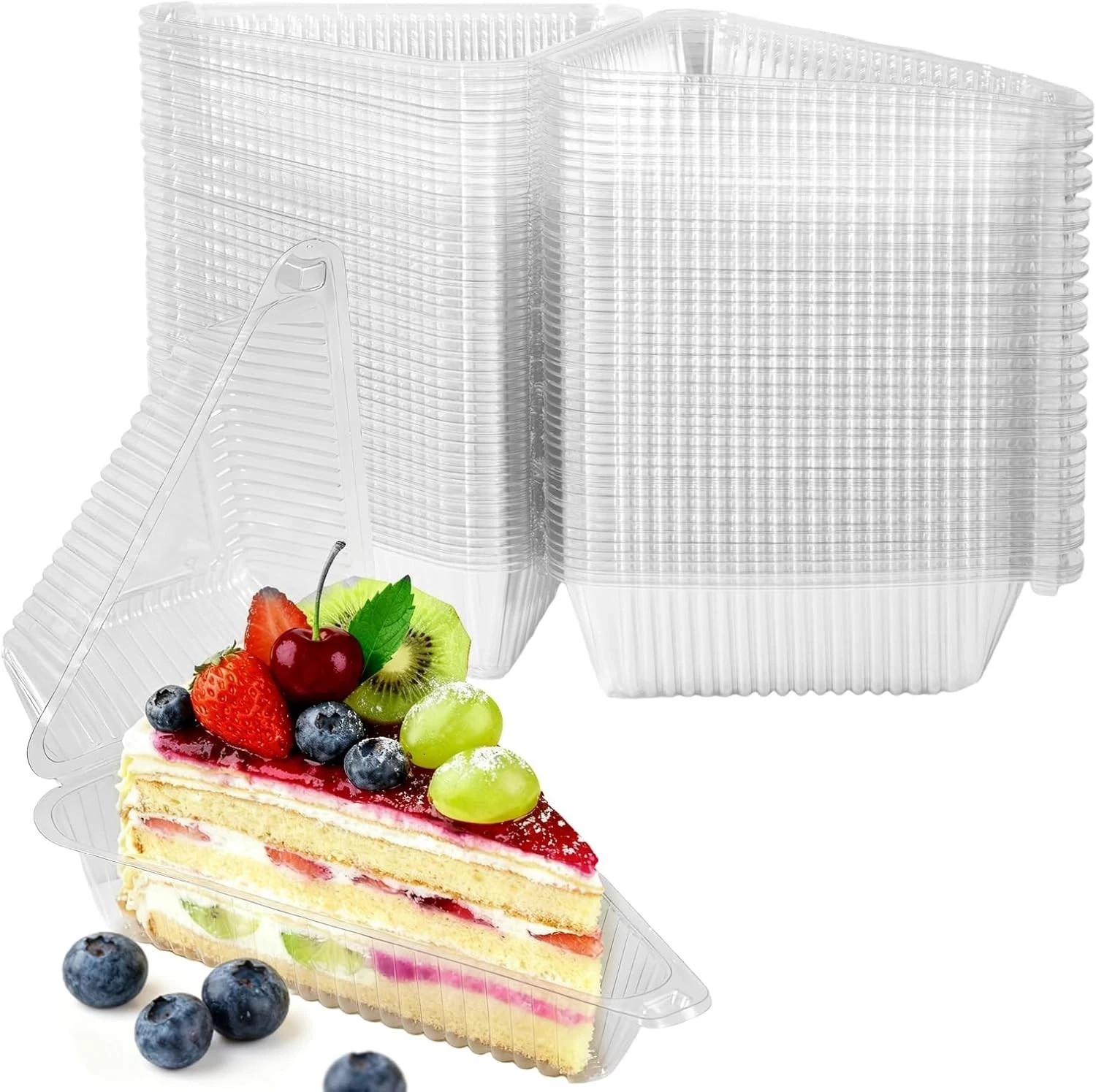 100Pcs Cake Slice Containers Pie for 6”-8” Diameter or Slices Individual