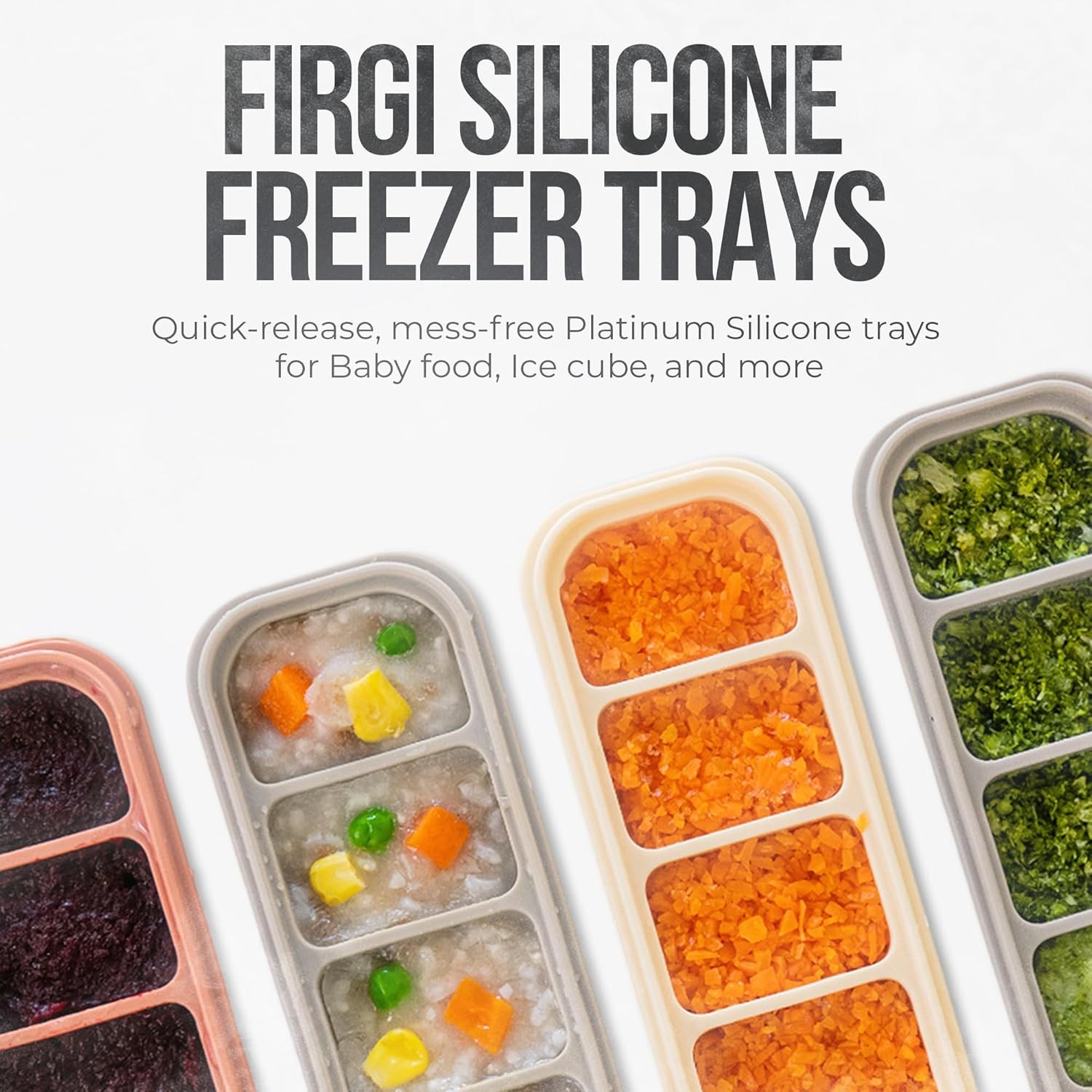 Silicone Ice Cube Freezer Tray with Lid, 100% Food-Grade Platinum Silicone,Leak