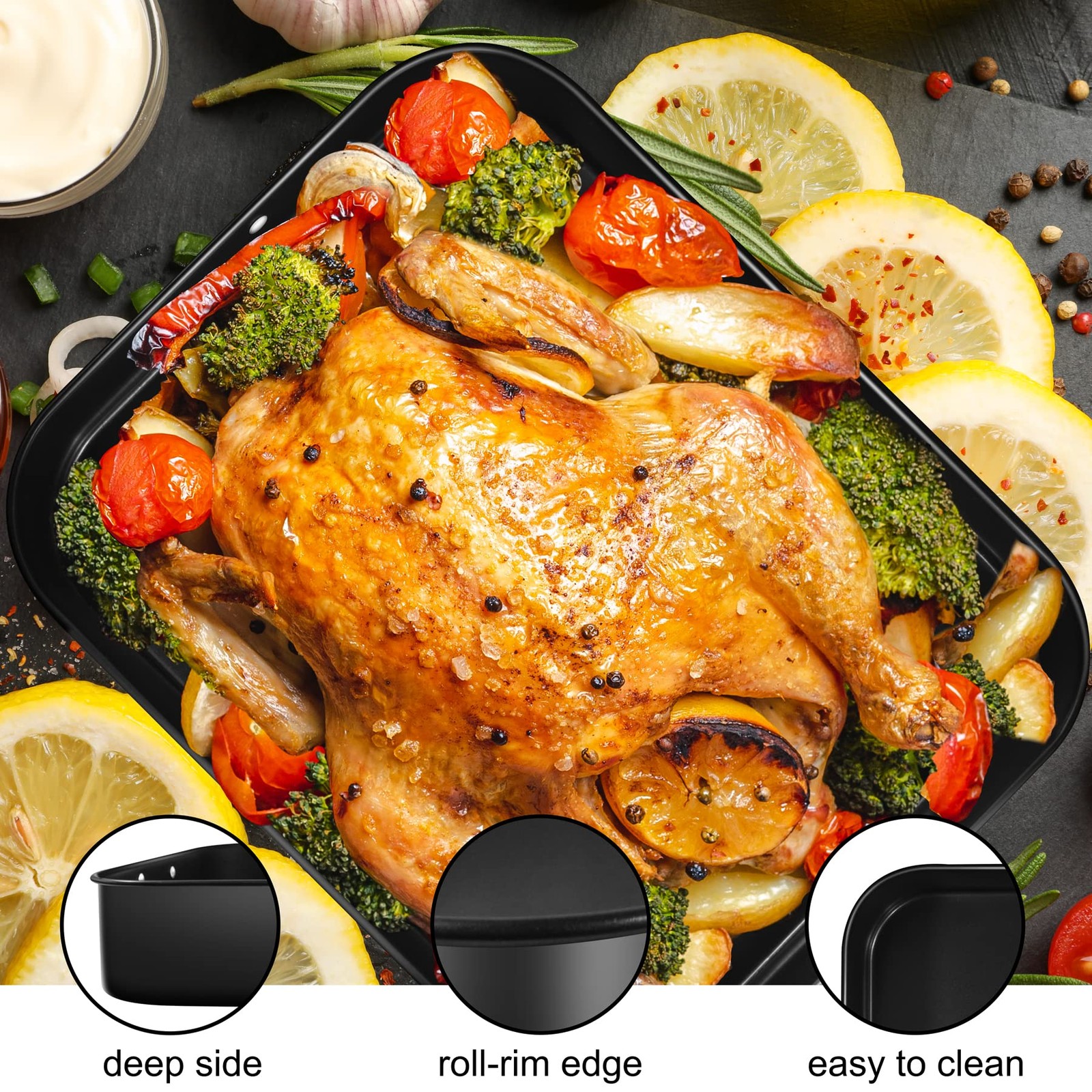 mobzio Lasagna Pan Deep, Baking for Oven, 16x12x3 Inch Black