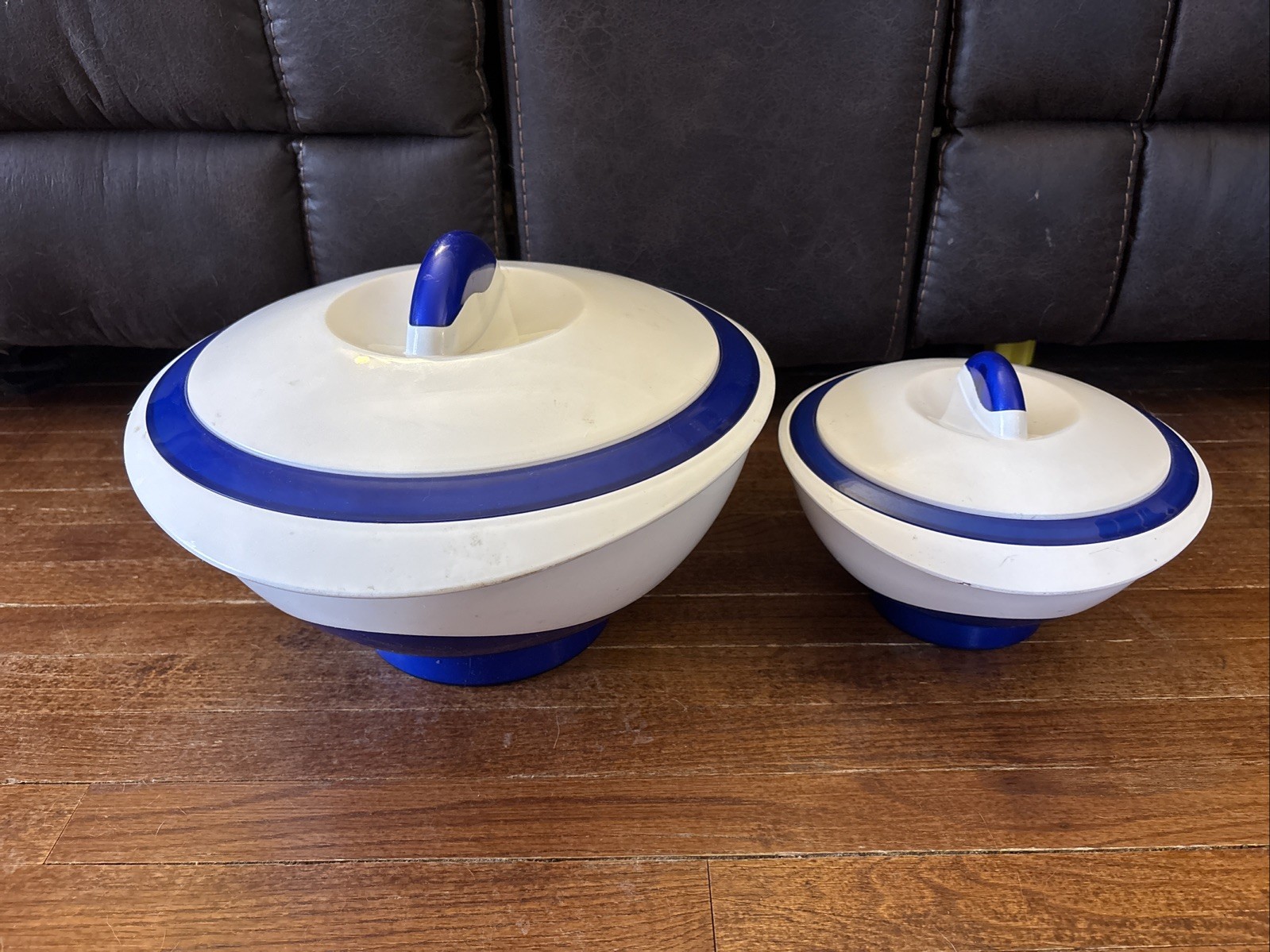 Pinnacle Tokyo Thermo Insulated Food Container Blue & White Pre-Owned Lot Of 2