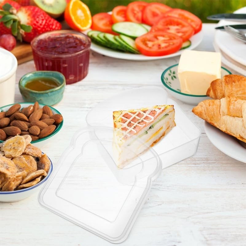 Reusable Bread Storage Box Clear Portable Sandwich Carrier for Outdoor Camping