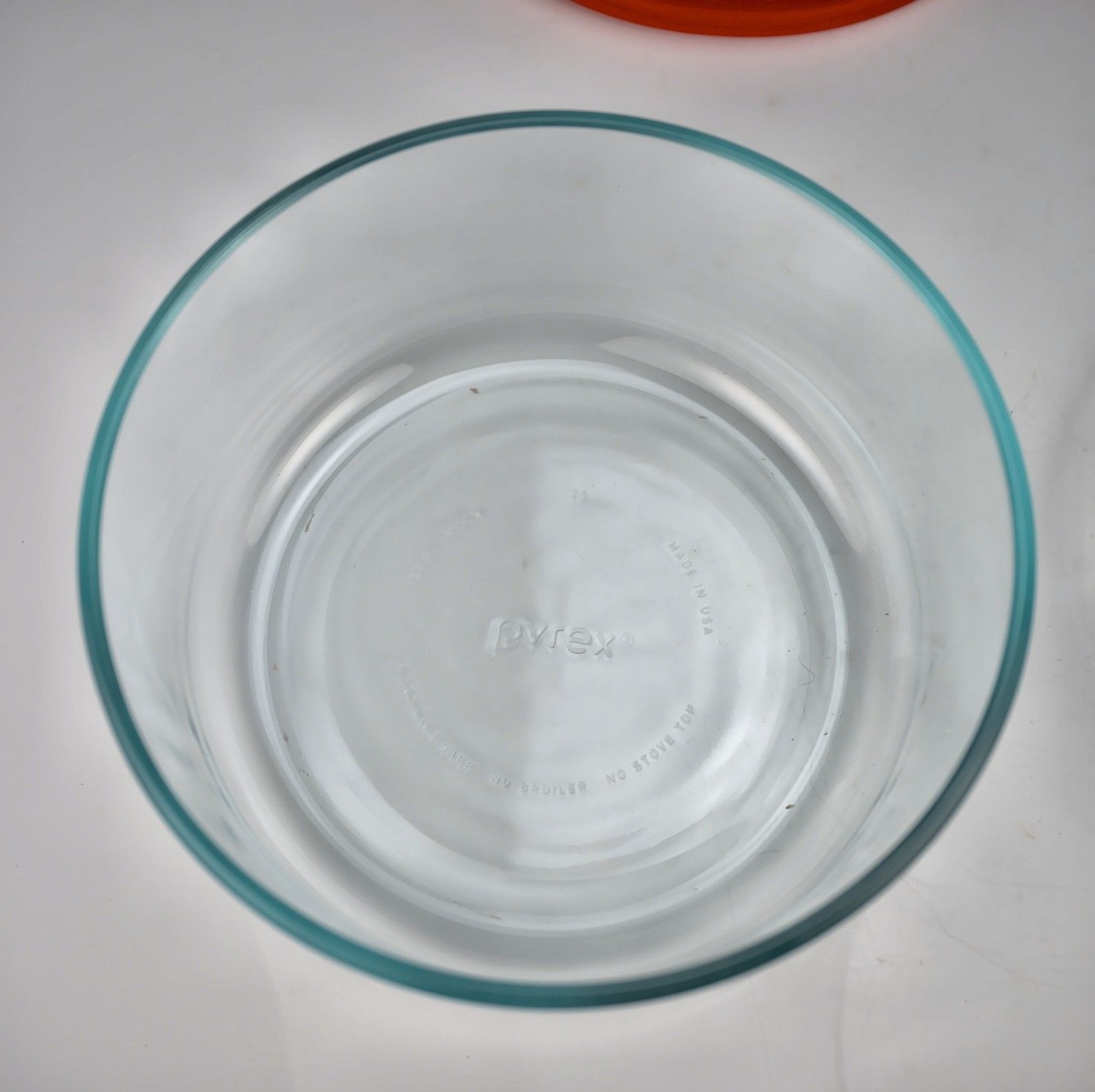 Pyrex Clear Glass Round Food Storage Containers with Orange Lids Set of 2 4203