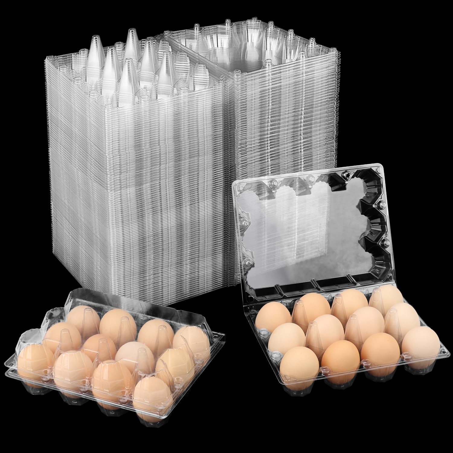 130 Packs 3 x 4 Clear Egg Cartons, 1 Dozen Plastic Egg Cartons, Transparent C…