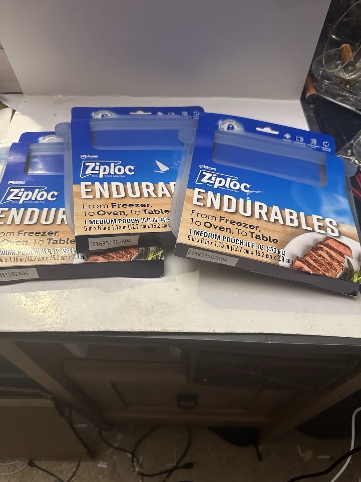 Ziploc Endurables Medium (16oz) Reusable Silicone Pouch Set of 3 Dk171
