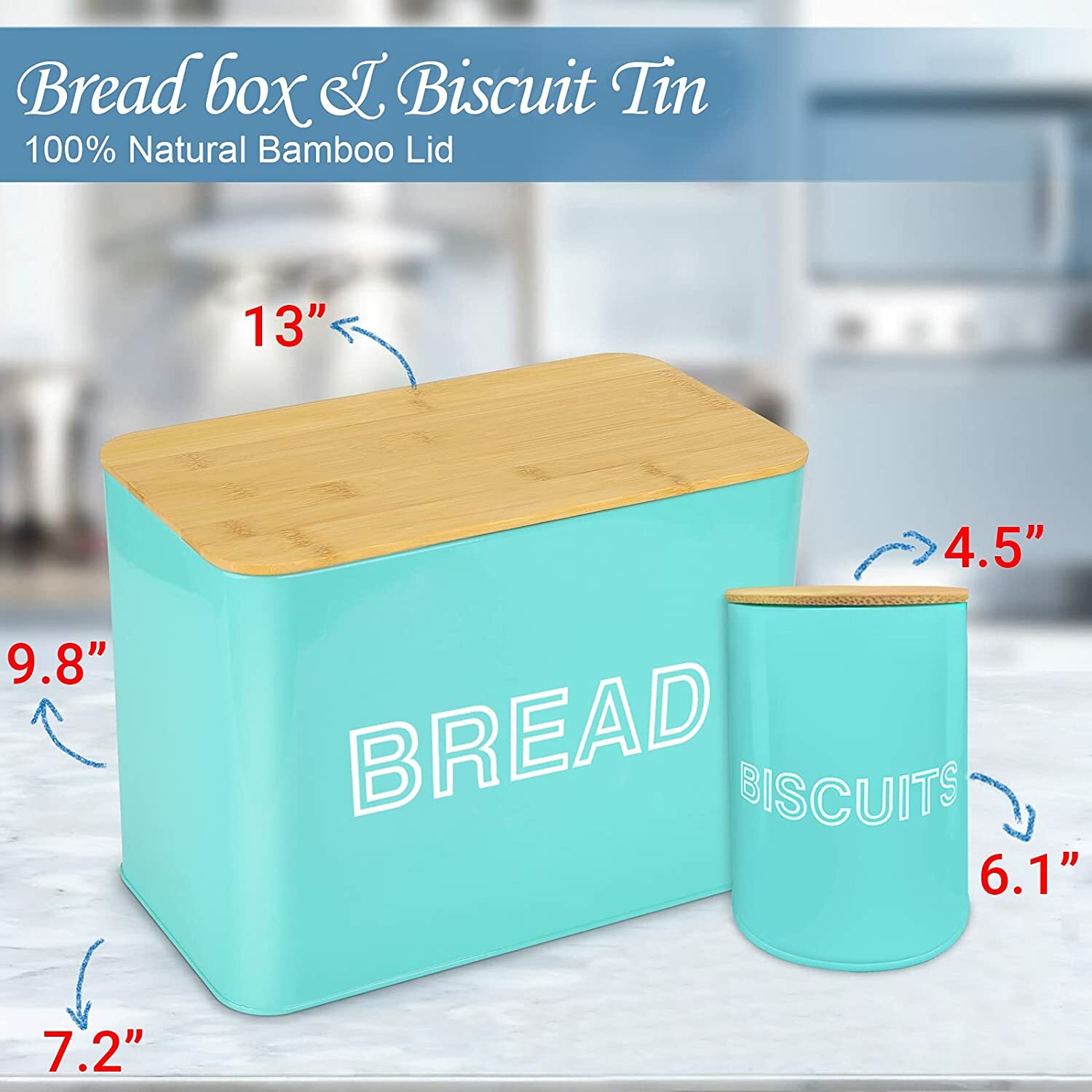 Metal Bread Storage Container Rustic Bread Box with Bamboo Cutting Board Lid