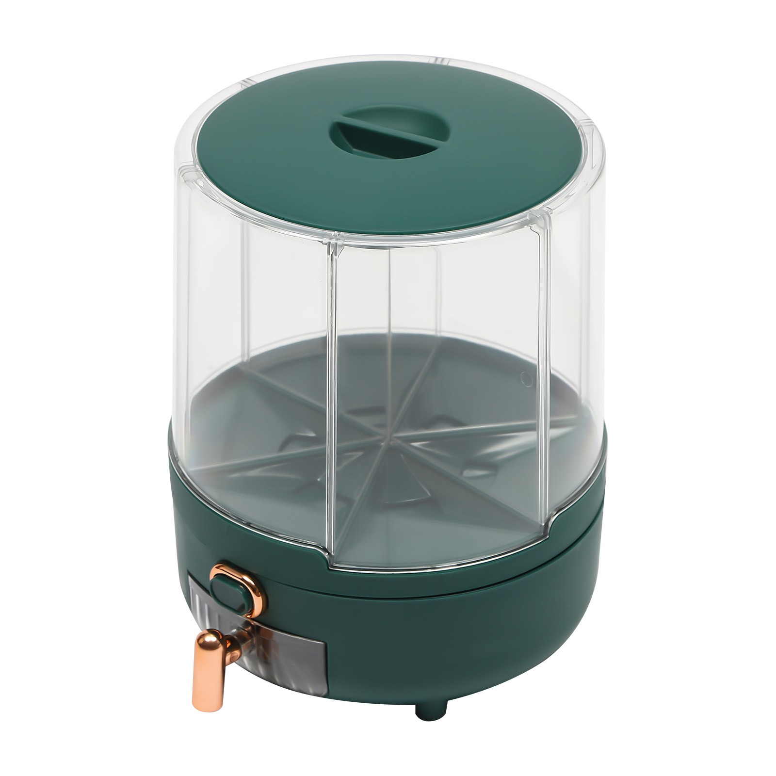 Rotating Dry Food Dispenser PET, PP Green Round Kitchen Grain Storage Container