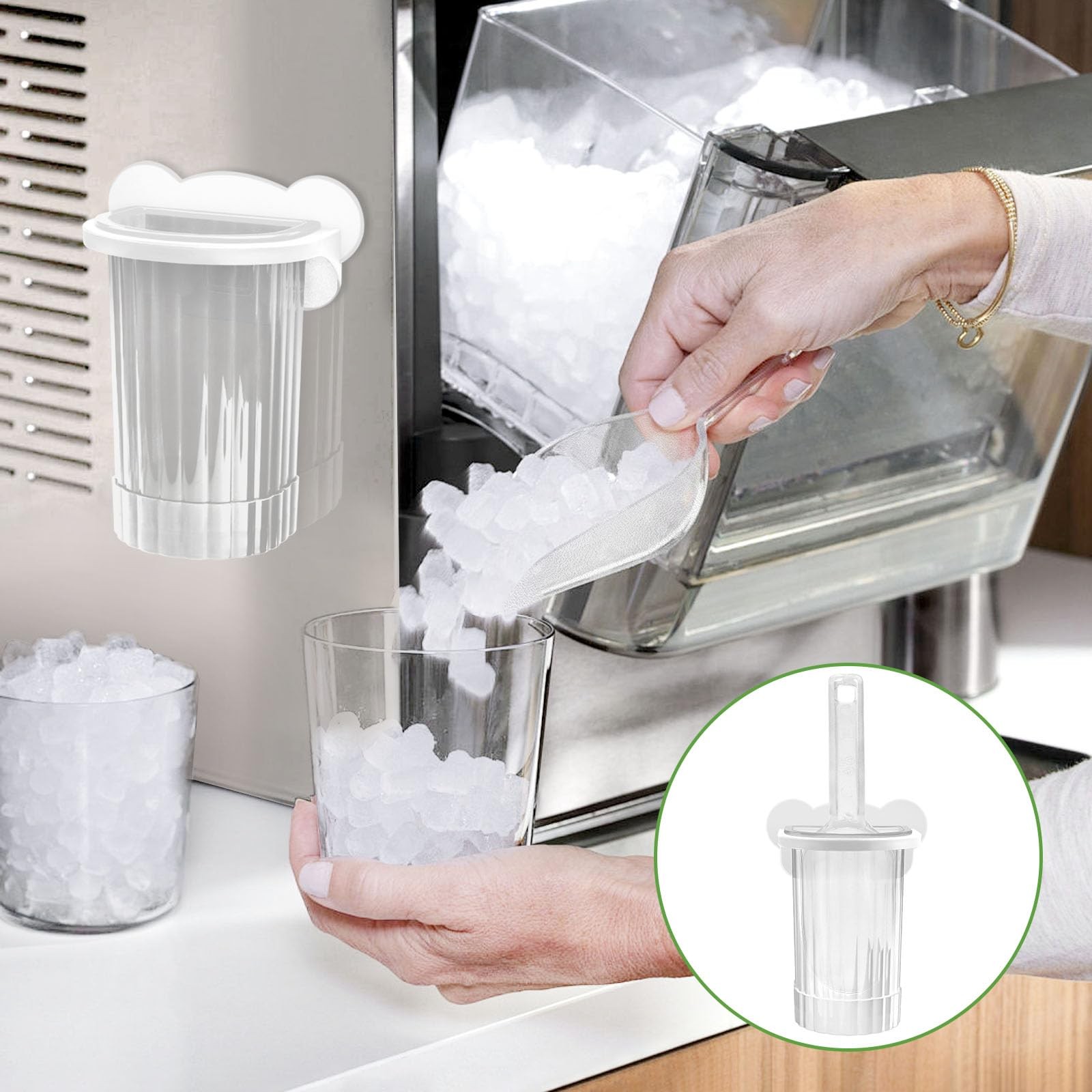Removable Plastic Ice Scoop with Holder for Freezer Bucket, Kitchen Ice Cube …