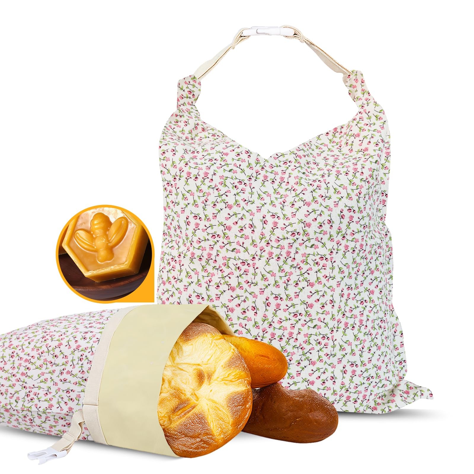 2 Pack Beeswax Bread Bags – 17×13 Inch Reusable Bread Storage Bags,Bees Wax L…