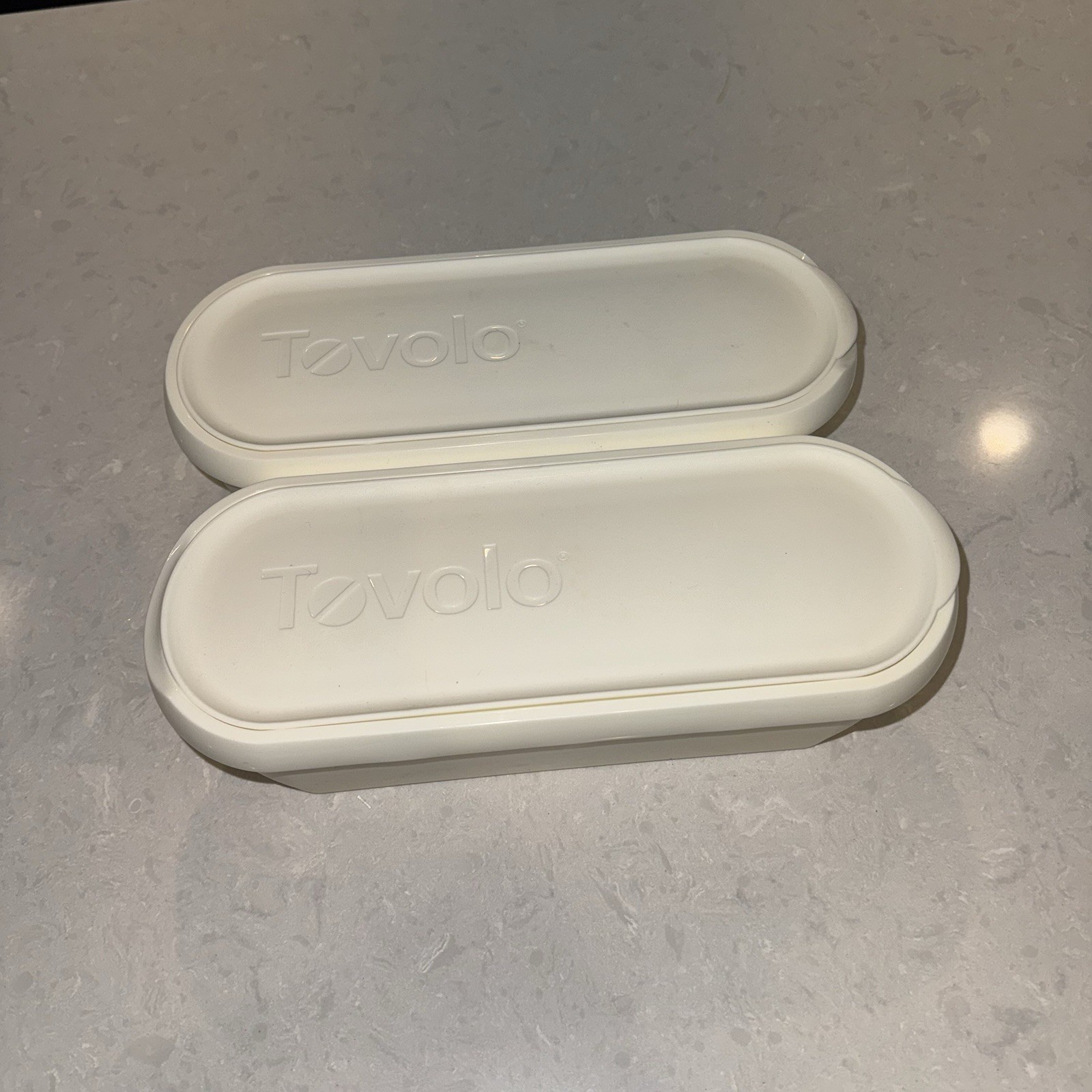 Lot Of 2 Tovolo Glide A Scoop Ice Cream Tub Reusable Container 1.5 Quart White
