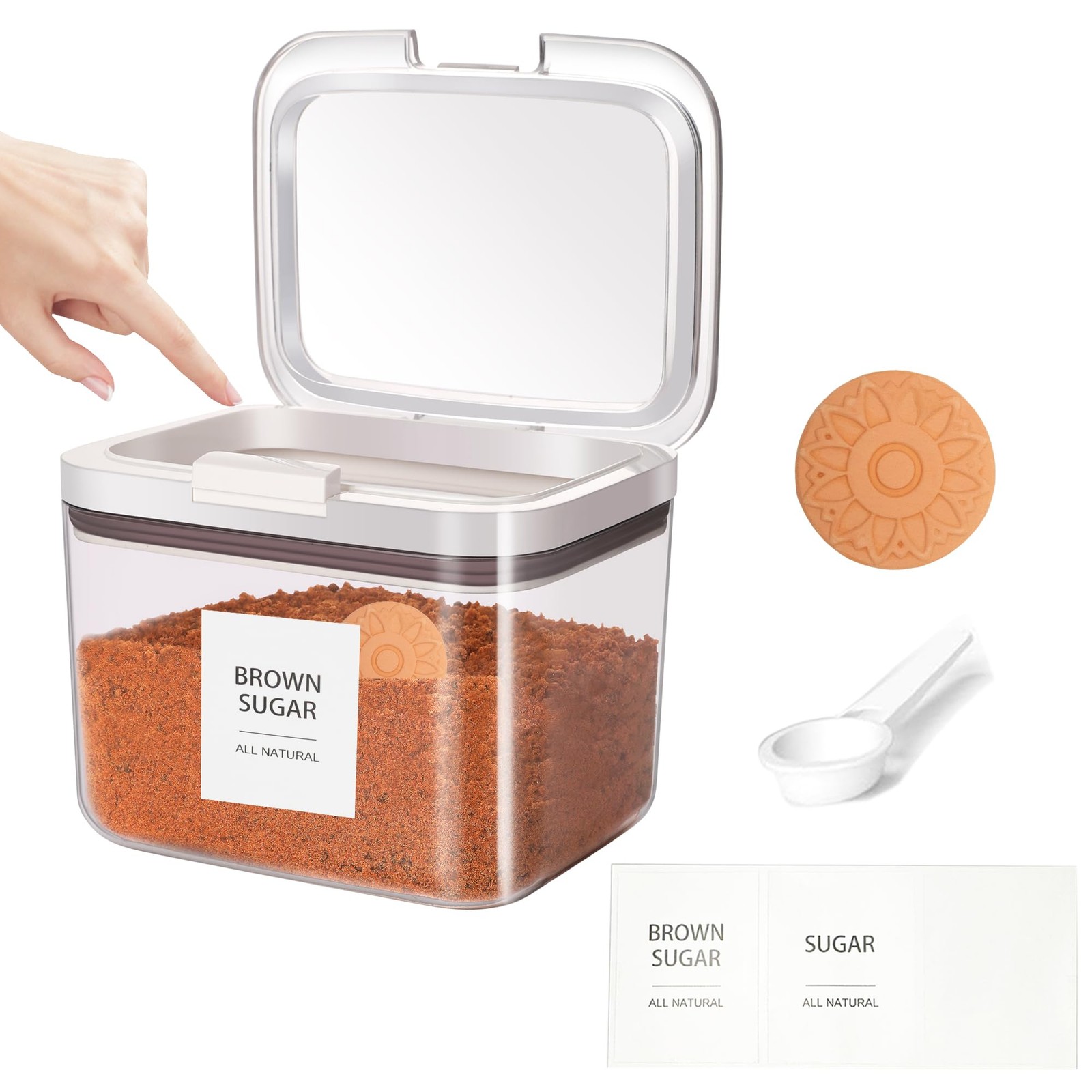 Euiaey Brown Sugar Container Airtight, Keeper 1.2 Liters, Clear