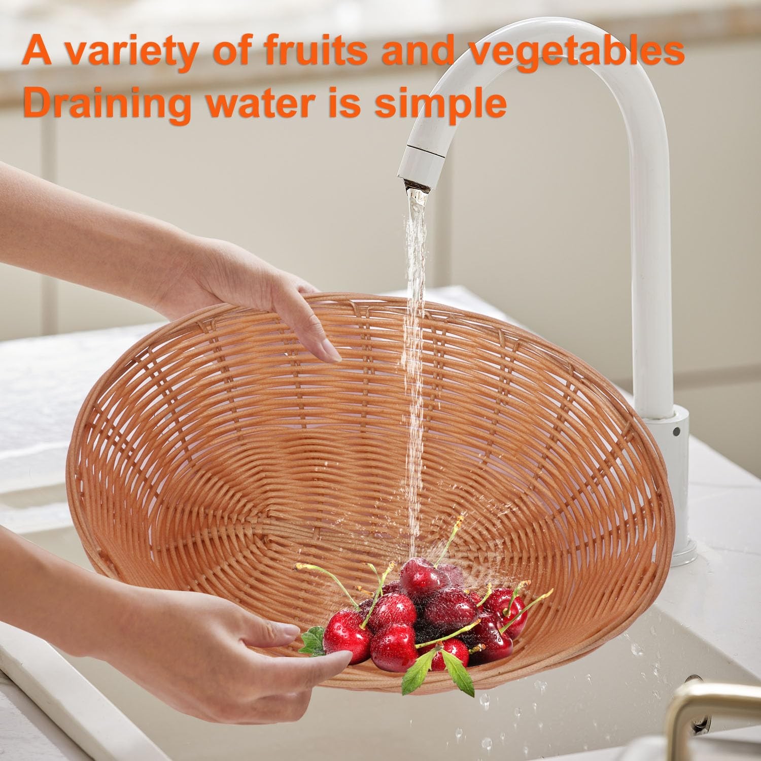 Oval Poly Wicker Bread Baskets Plastic Food Organizer 10 PCS Fits 11 Inch