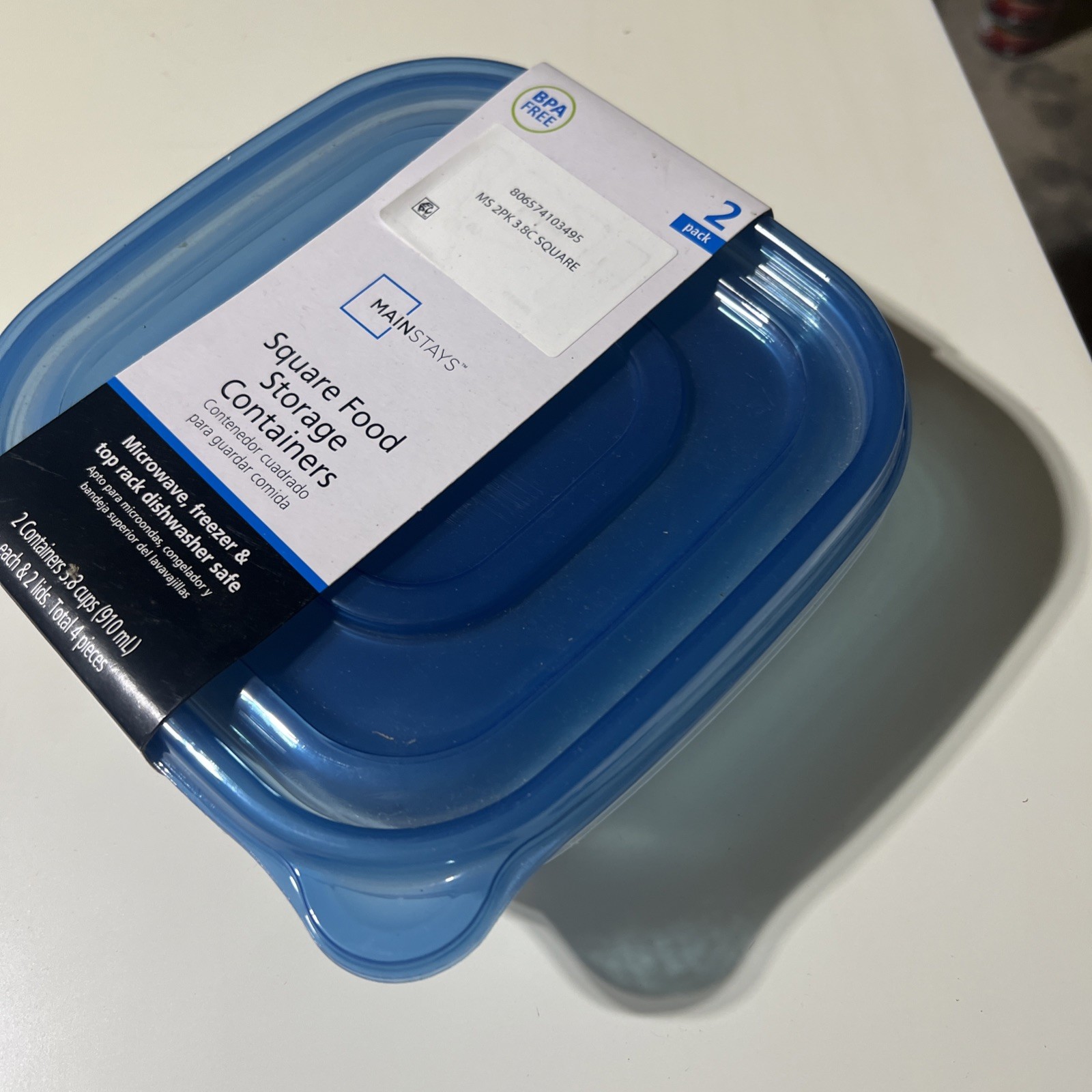 2 Pack Mainstsys Square Good Storage Container 3.8 Cup