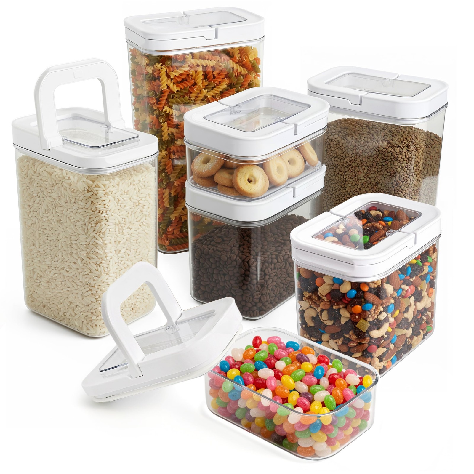 Airtight Food Storage Containers for Pantry, 7 Piece Set, FlipLock -Hand Seal…