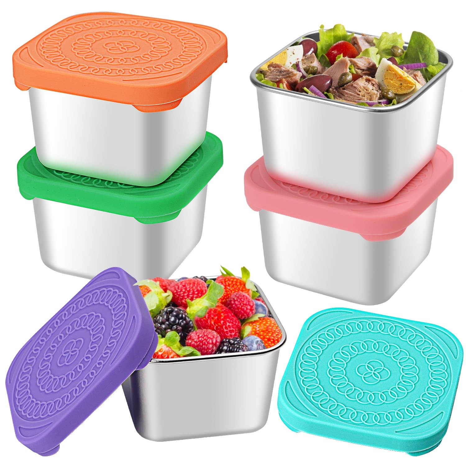5Pack 6oz Stainless Steel Snack Containers, Small Metal Food Storage Containe…