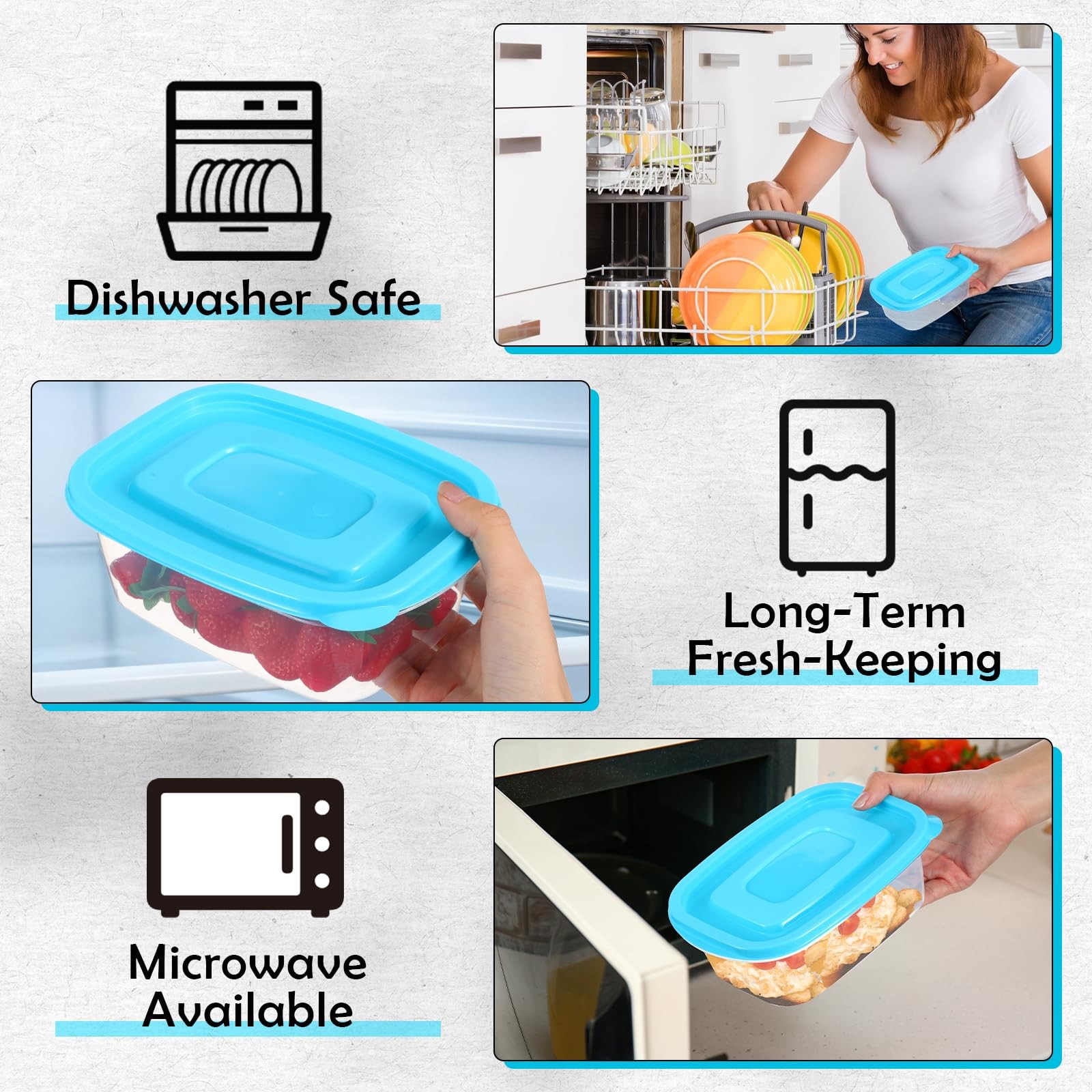 18 Pcs 33 Oz Plastic Food Storage Containers with Lids Portion Box Sets with …