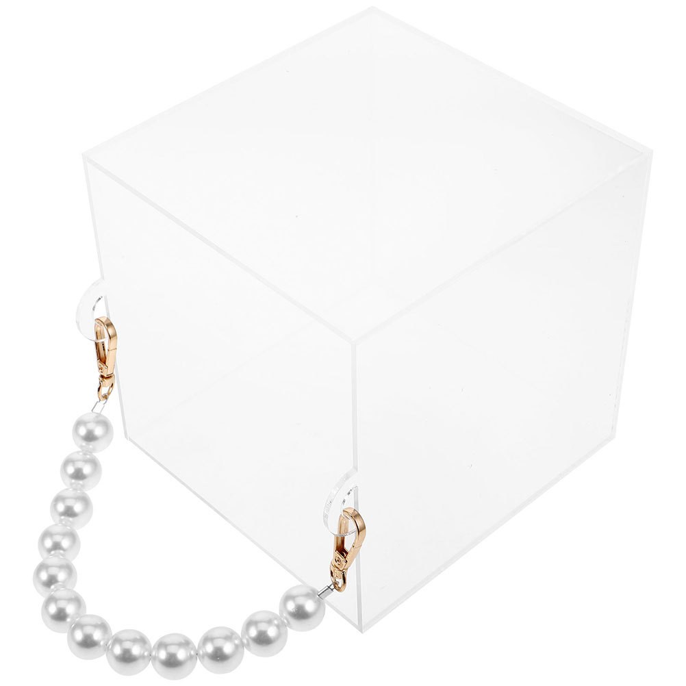 Set of 3 Transparent Acrylic Boxes with Pearl Handles Durable Wedding Gift Boxes