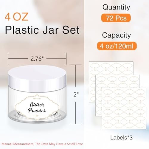 72 Pcs 4 OZ Clear Plastic Jars with Lids – Leak Proof Storage Containers for Sli